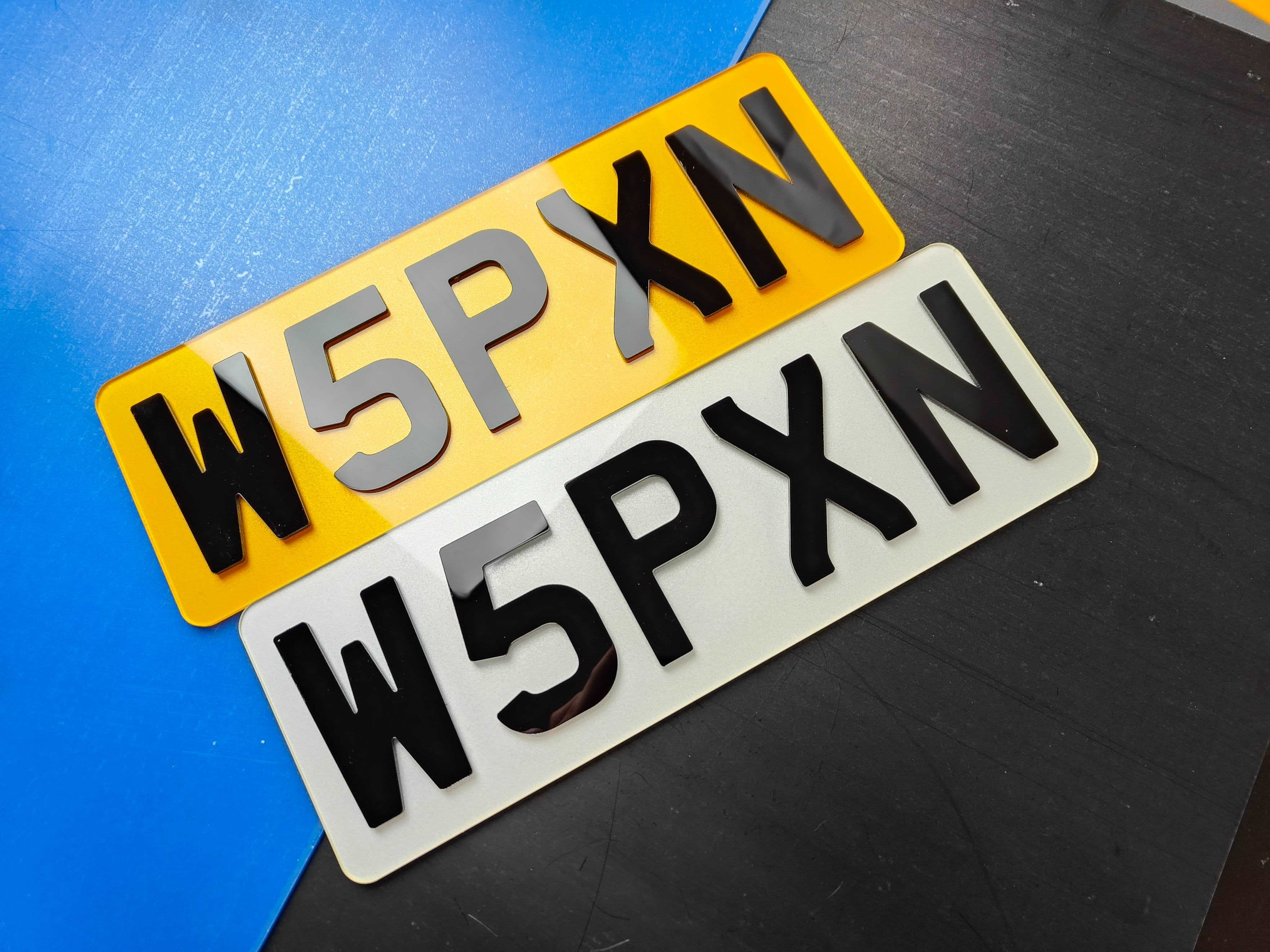Pair of 3mm Depth Lazer Cut 4D Acrylic Number Plates