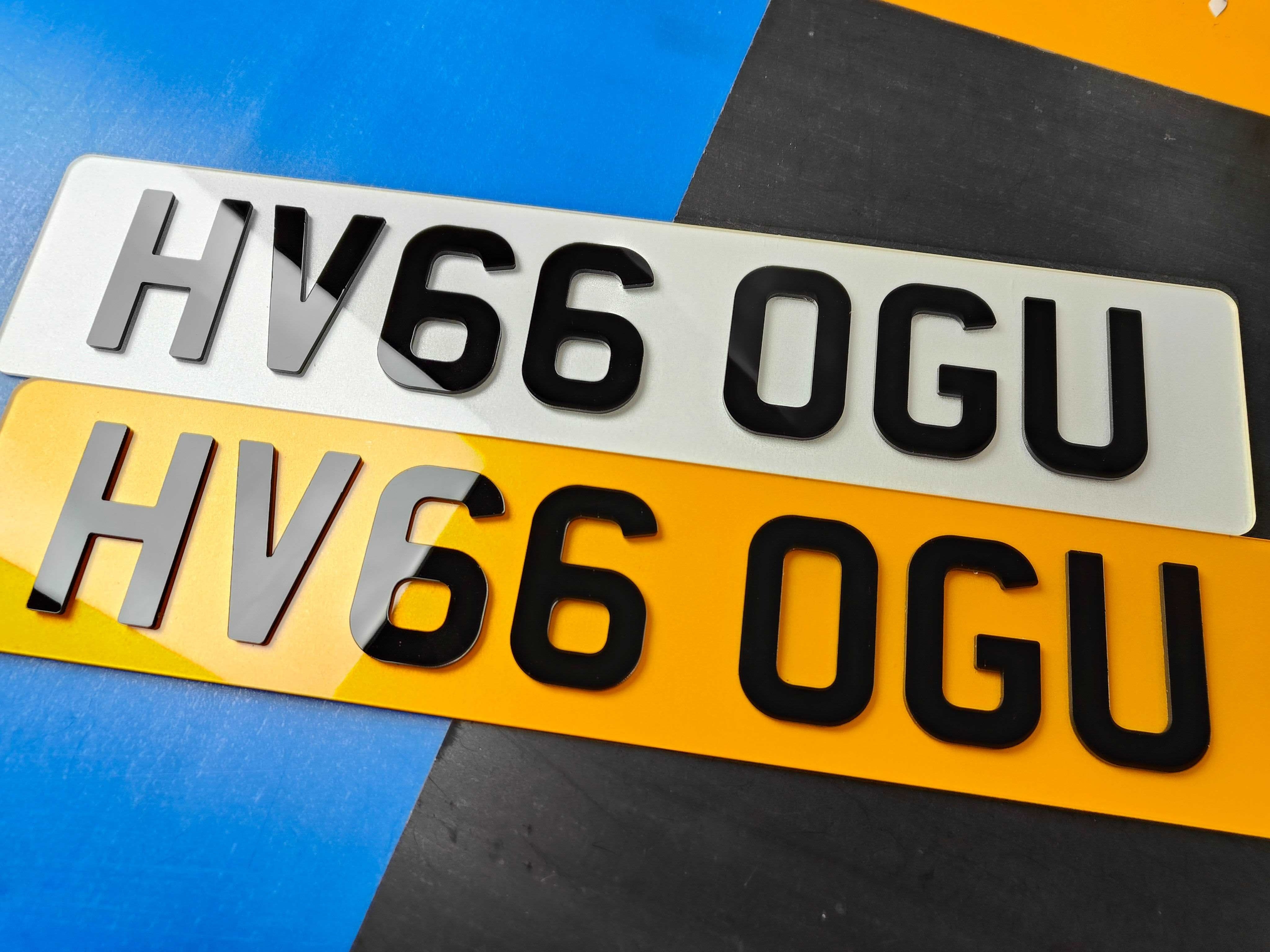 Pair of 3mm Depth Lazer Cut 4D Acrylic Number Plates