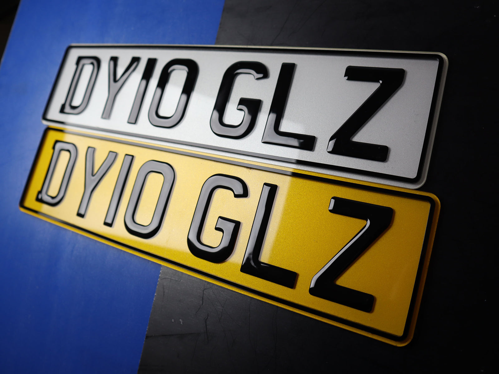 Elegant Pair of Gel 3D Number Plates with Raised Border LB02