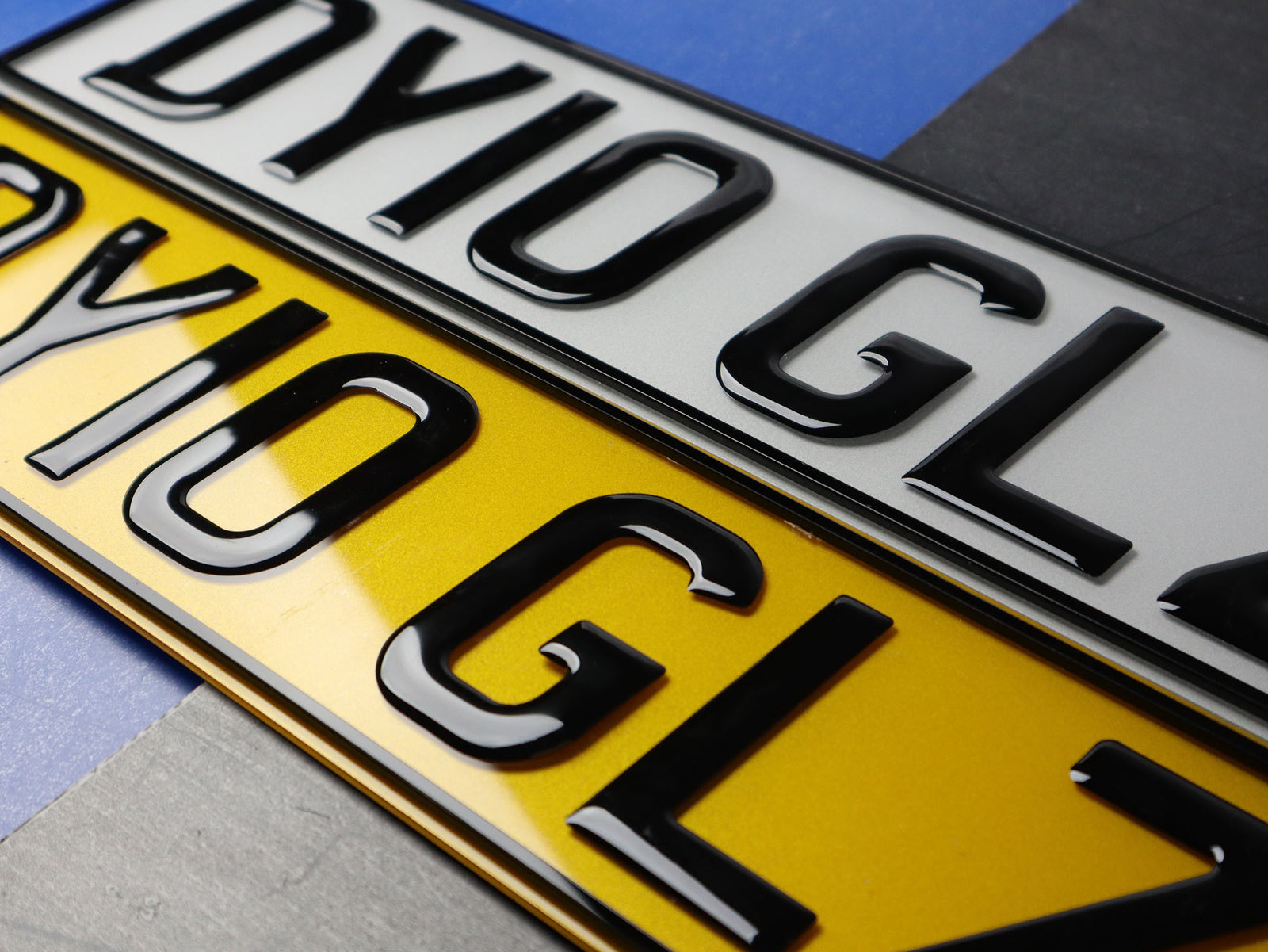 Elegant Pair of Gel 3D Number Plates with Raised Border LB02