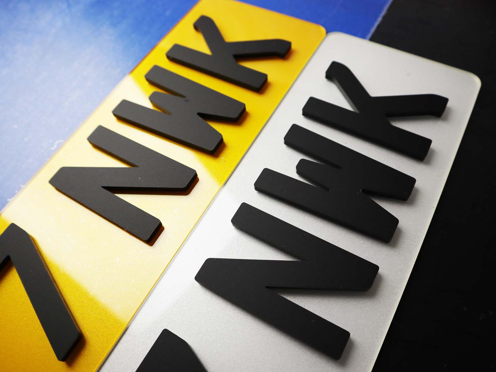 Pair of Matte Stealth Thick 5mm Depth Lazer Cut 4D Acrylic Number Plates