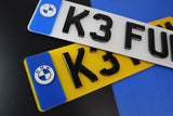 Bespoke Short Plates with BMW Badge and Gel Lettering