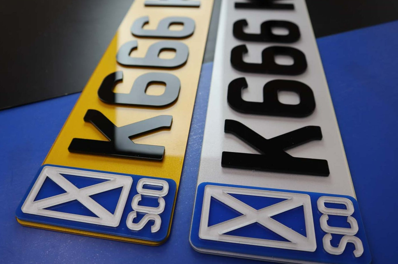 4D Flag Badged Lazer Cut Acrylic Number Plates