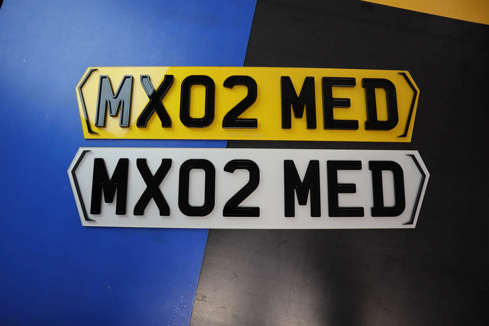 Hex Plates with Inverted Ghost Lettering and Chevron Borders LB21