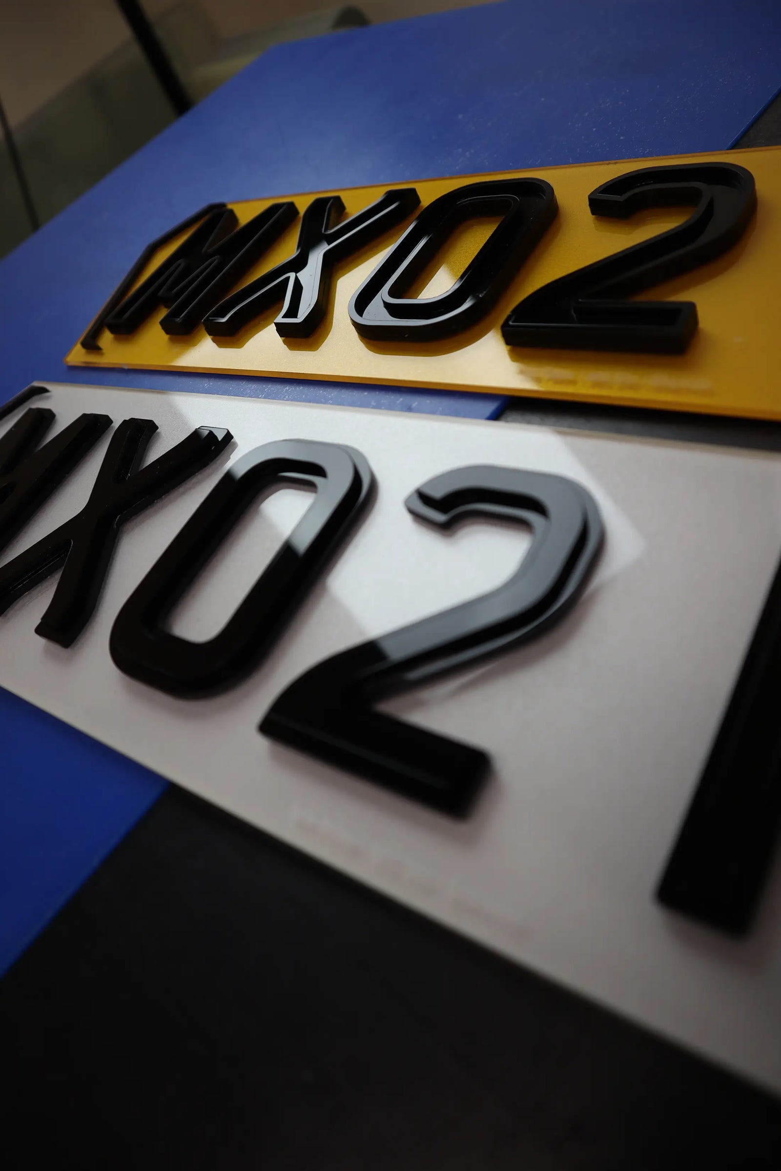 Hex Plates with Inverted Ghost Lettering and Chevron Borders LB21