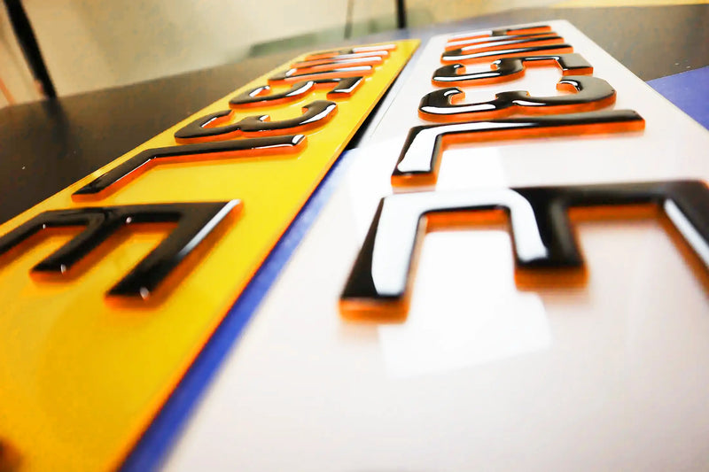 Show Plate Pair with Coloured Translucent Orange Base and Gel Lettering LB32