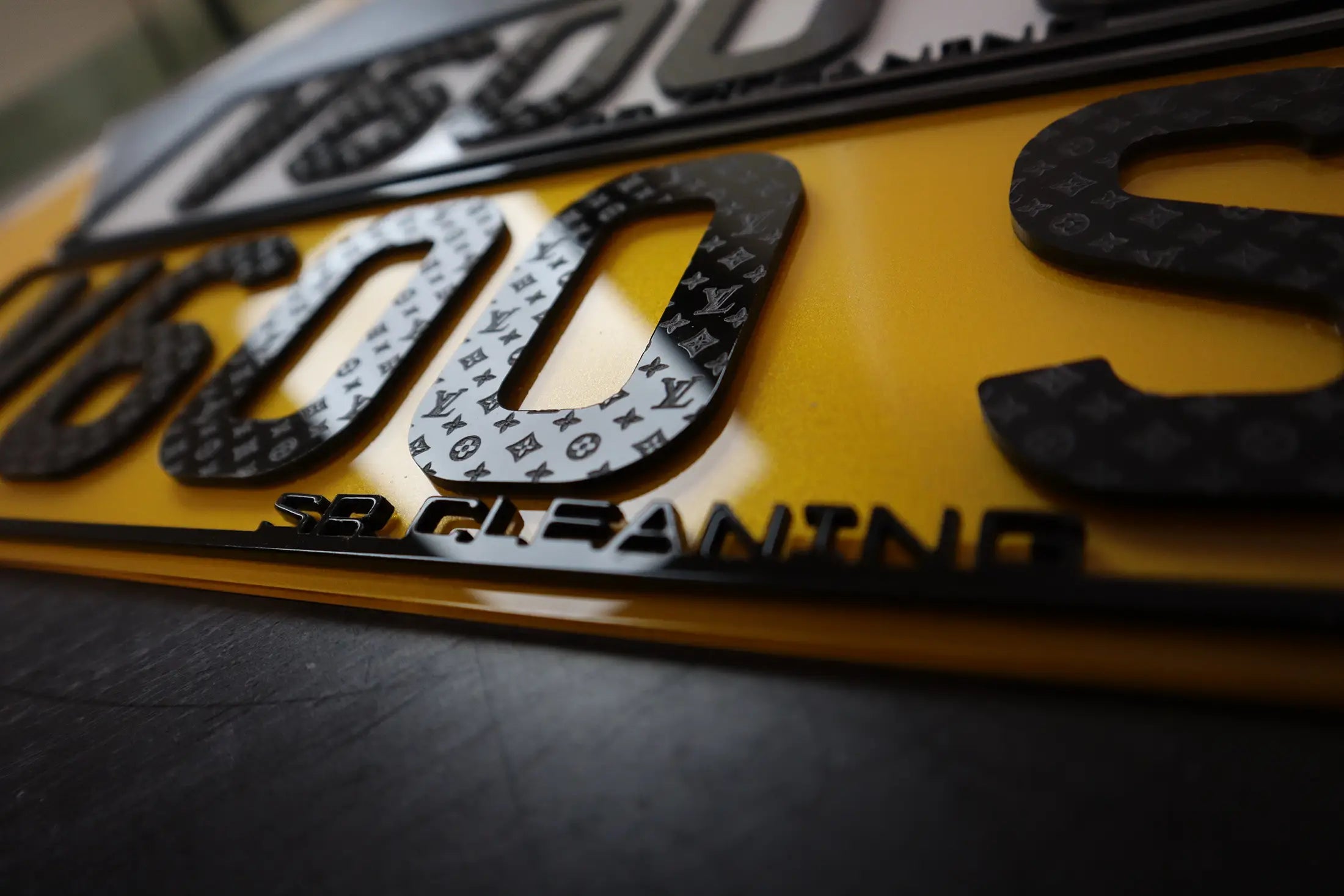 Luxury Logo-Inspired Number Plates with Business Slogan & 4D Border LB37