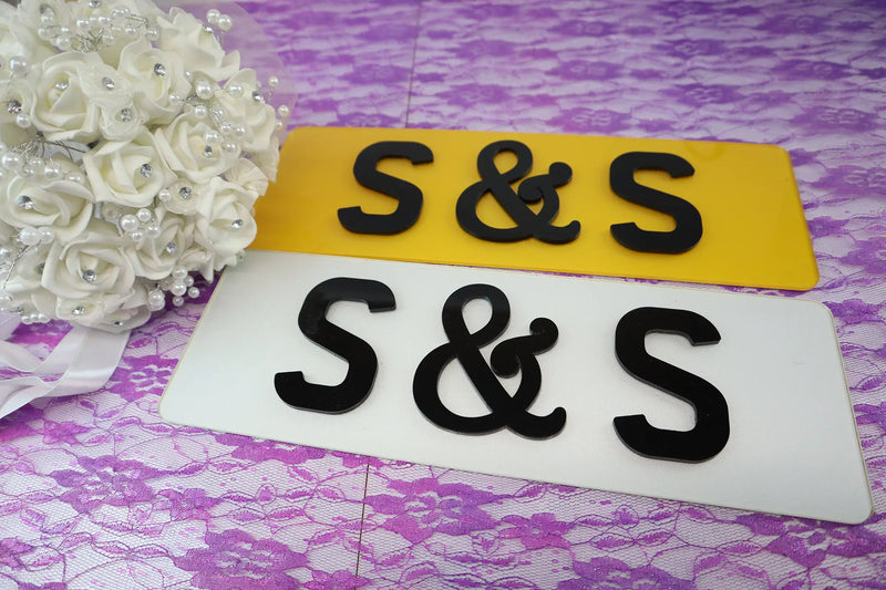 Wedding Chic 3mm Acrylic Gloss Short Show Plate with Laser Cut Ampersand LB59