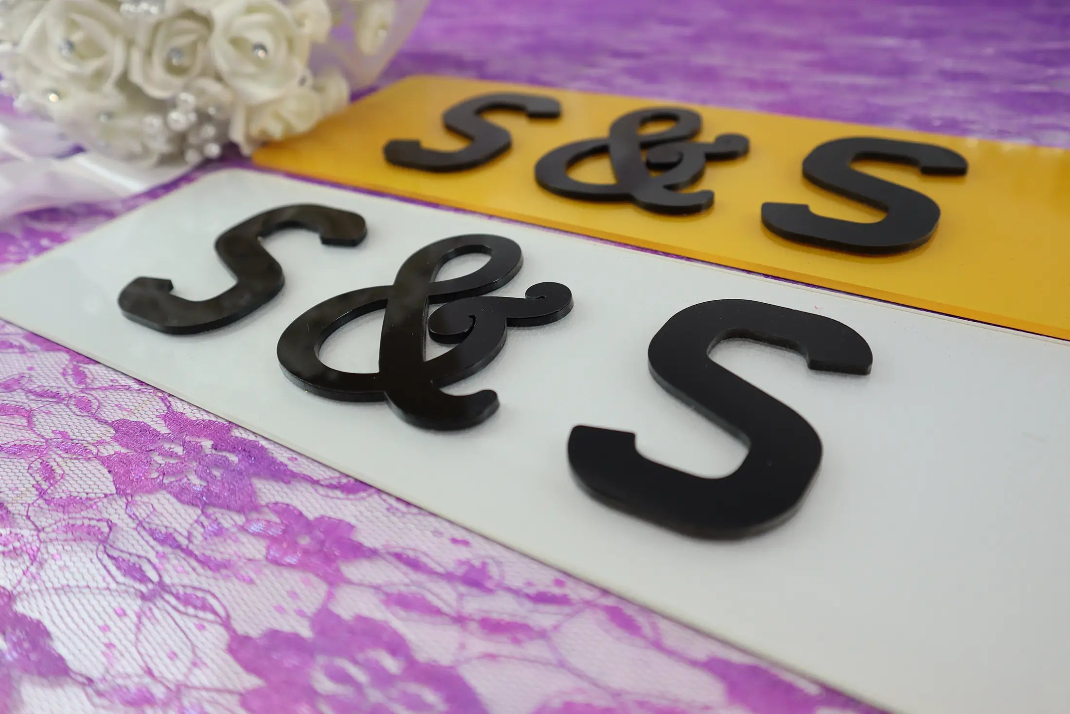 Wedding Chic 3mm Acrylic Gloss Short Show Plate with Laser Cut Ampersand LB59