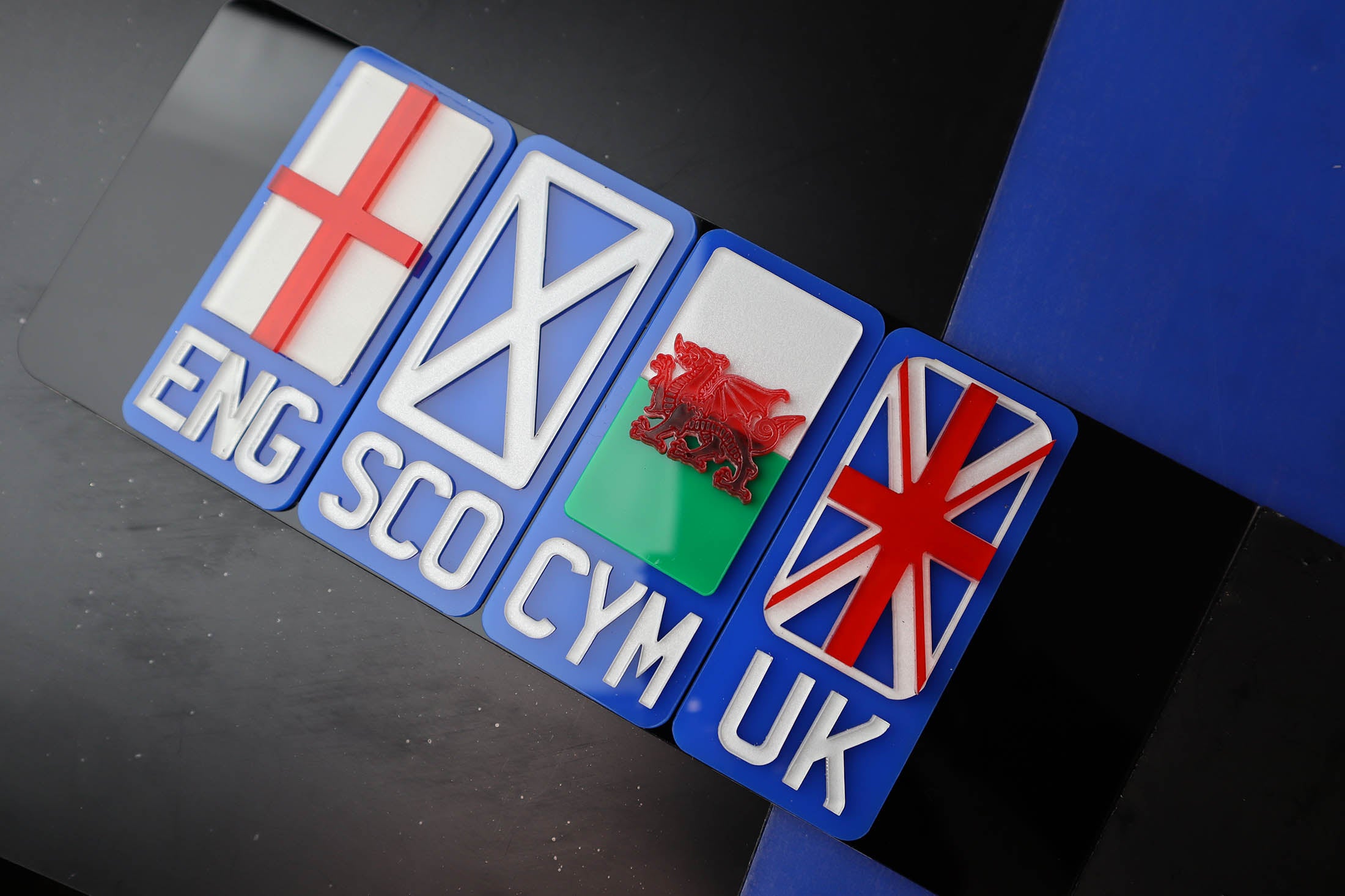 4D Flag Badged Lazer Cut Acrylic Number Plates
