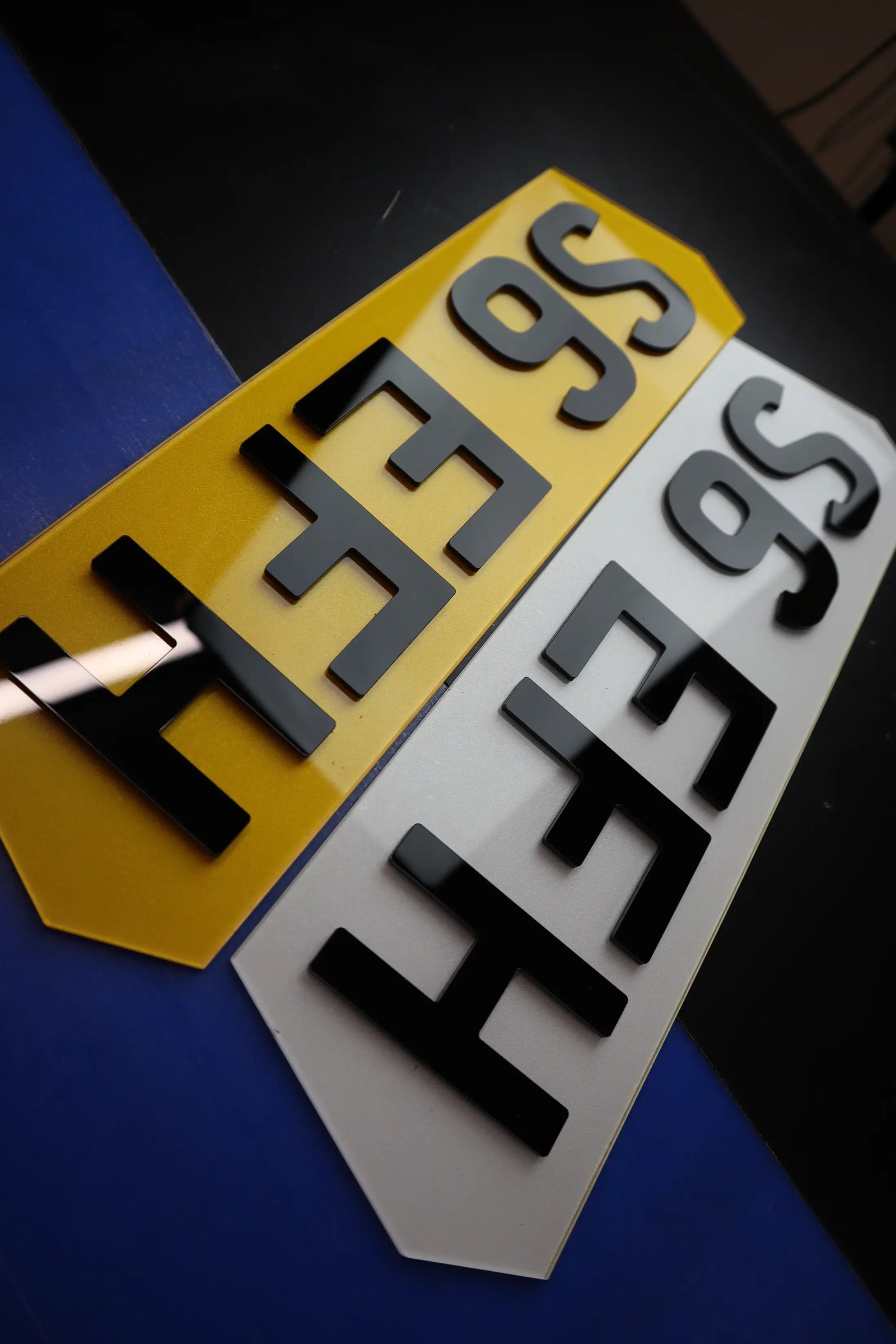 Custom Hex Short Front & Rear 3mm Gloss Acrylic Number Plate LB66