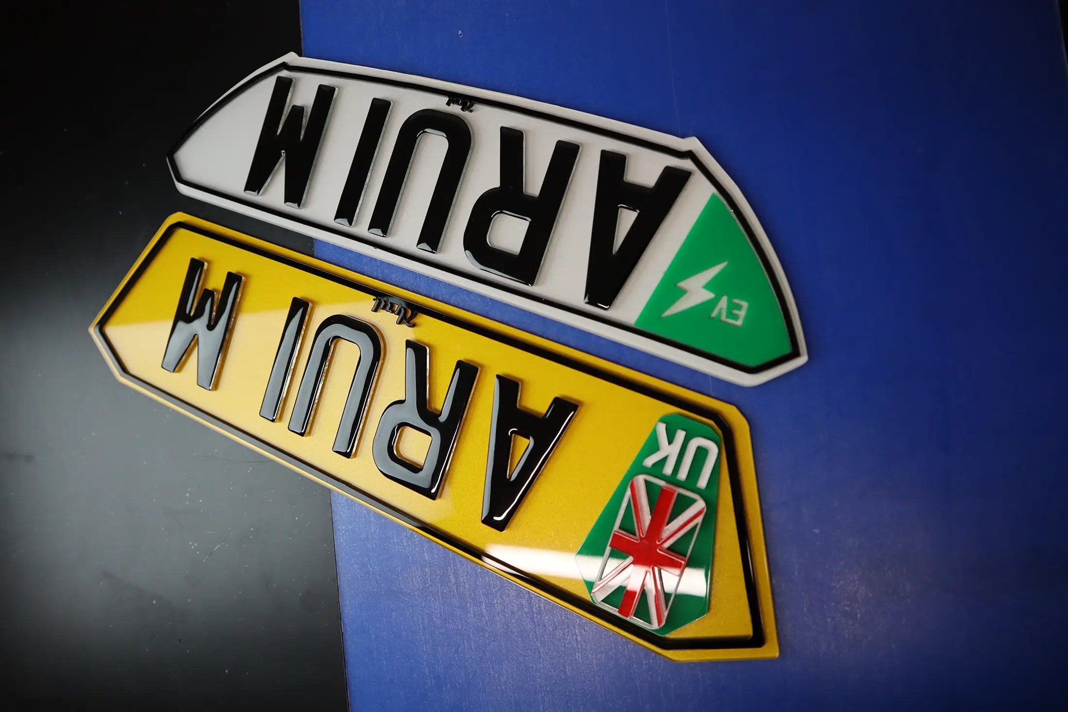 BMW 7 Series Double Custom 4D EV Plate with Green Sides LB67