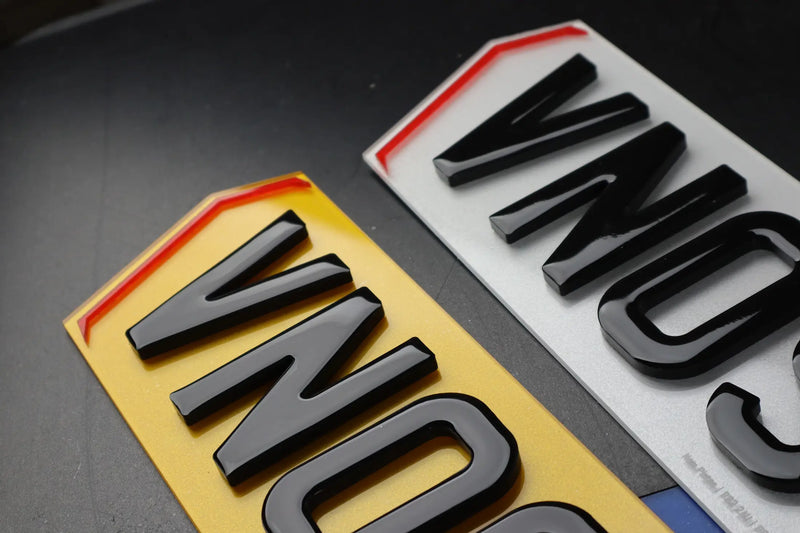 5mm Gel Hex Number Plates with Red Hex Edge Borders Lookbook Pair LB103