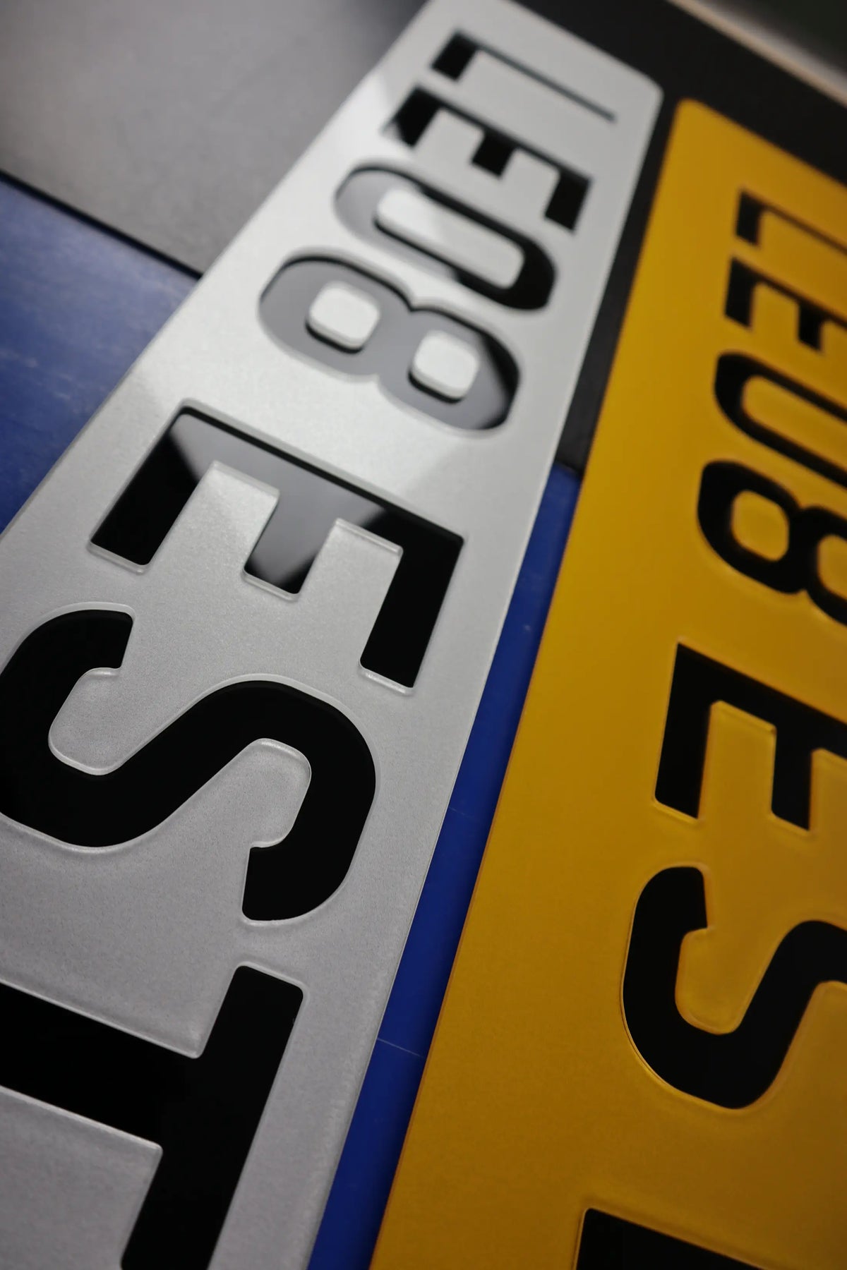 Negative Style Inlaid 5mm Acrylic Number Plates with Printed Border Lookbook Pair LB109