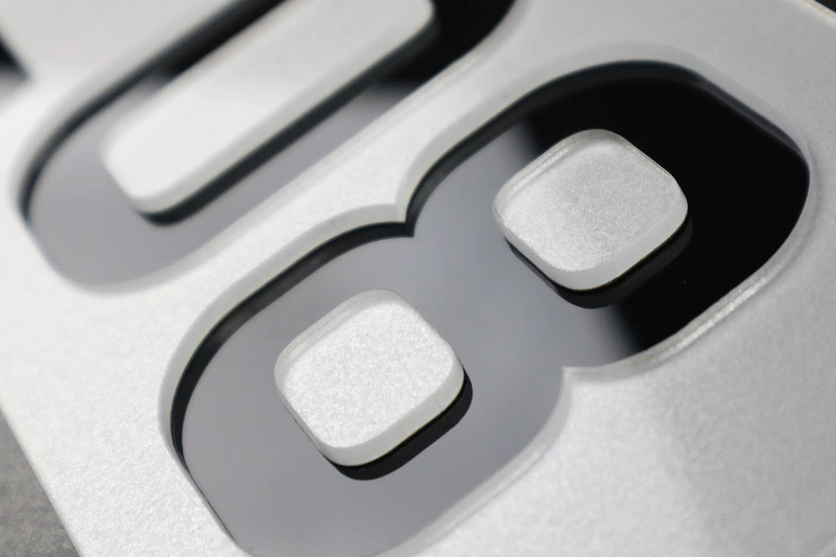 Negative Style Inlaid 5mm Acrylic Number Plates with Printed Border Lookbook Pair LB109