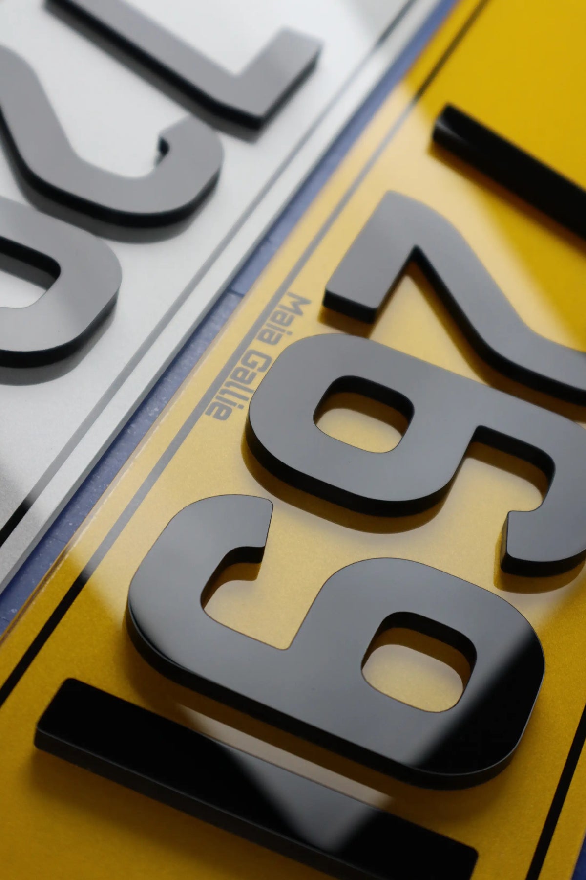 5mm Gloss 4D Number Plates with Printed Border and Slogan Lookbook Pair LB110
