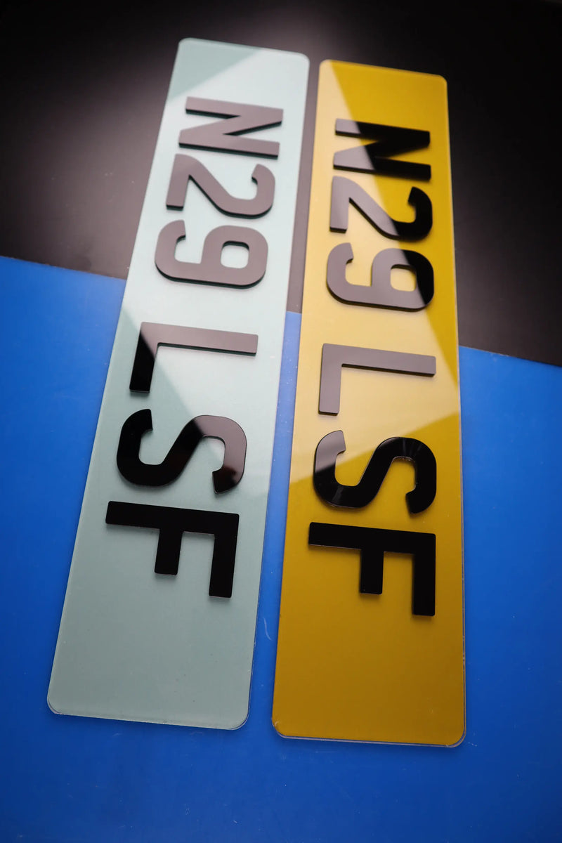 Light Tinted 3mm Gloss 4D Show Number Plates Lookbook Pair LB114