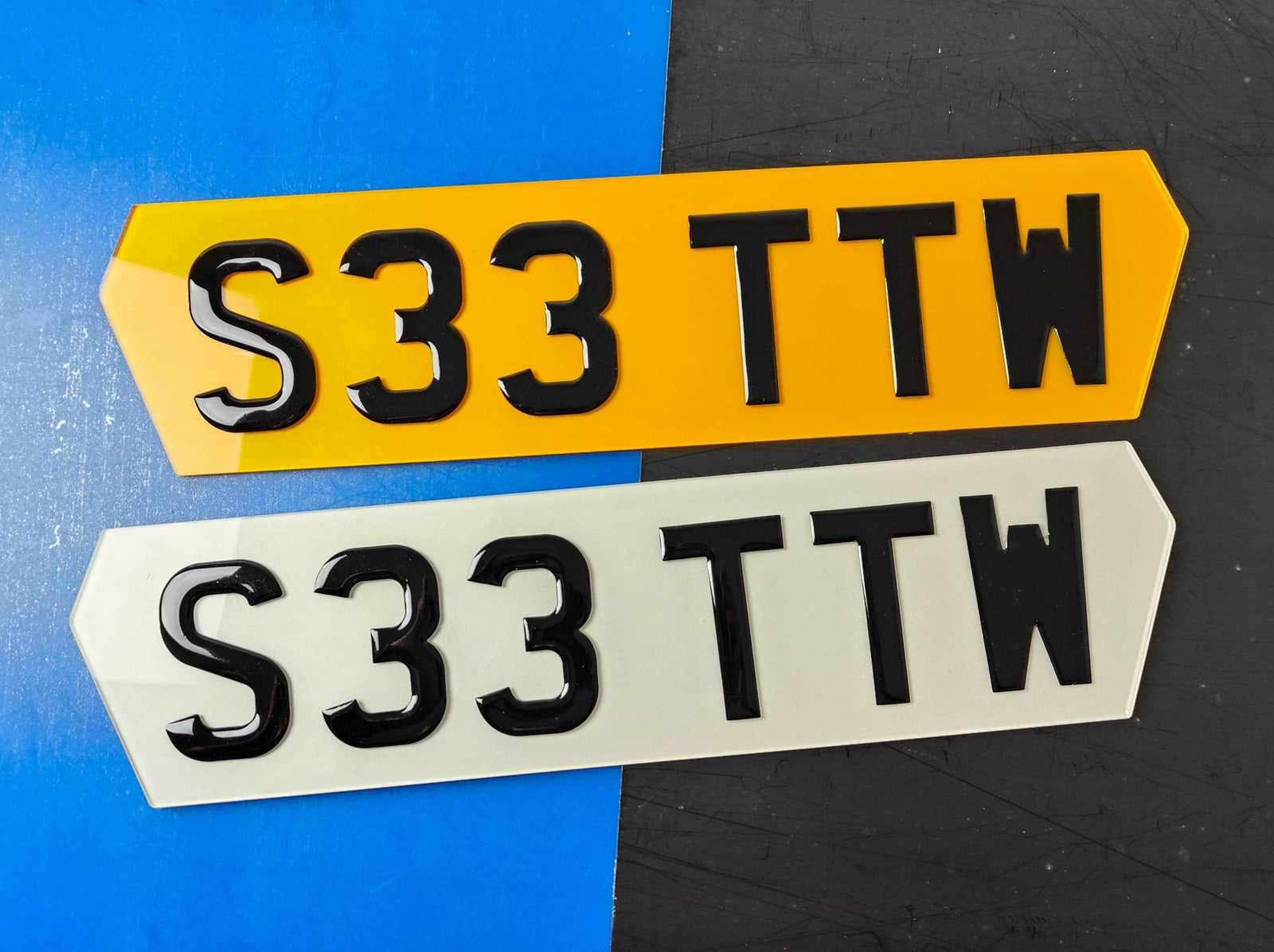 Pair of 3D Gel Single Layer Smooth Raised 4D Number Plates