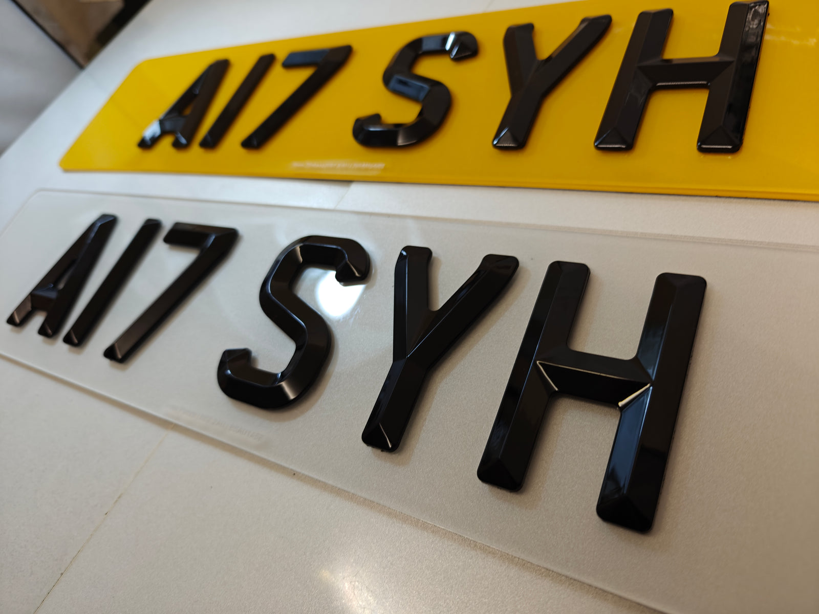Diamond Retro Bevel Number Plates: 4D 6mm Thick