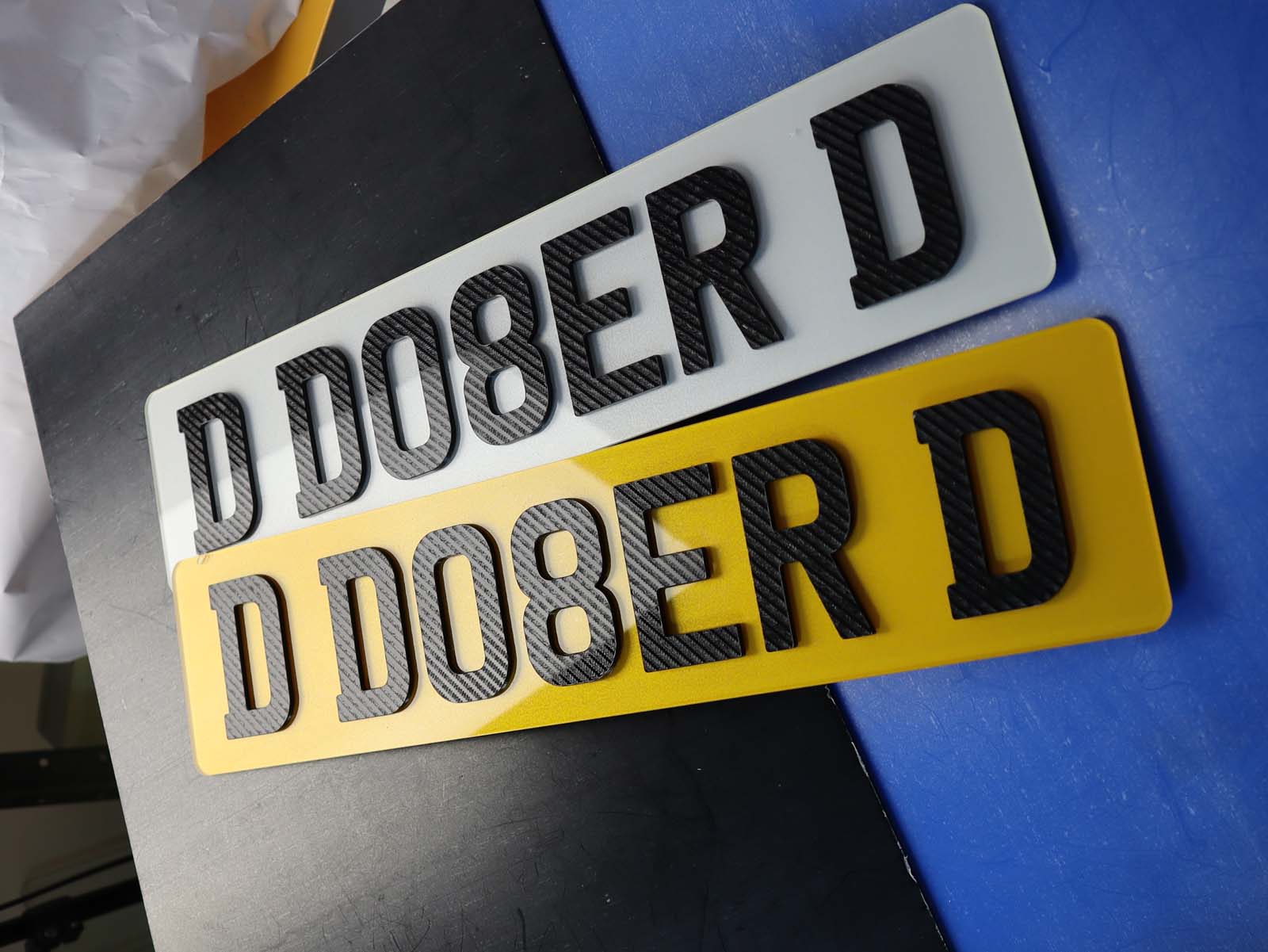 Textured Carbon Fibre Lazer Engraved 4D Number Plates