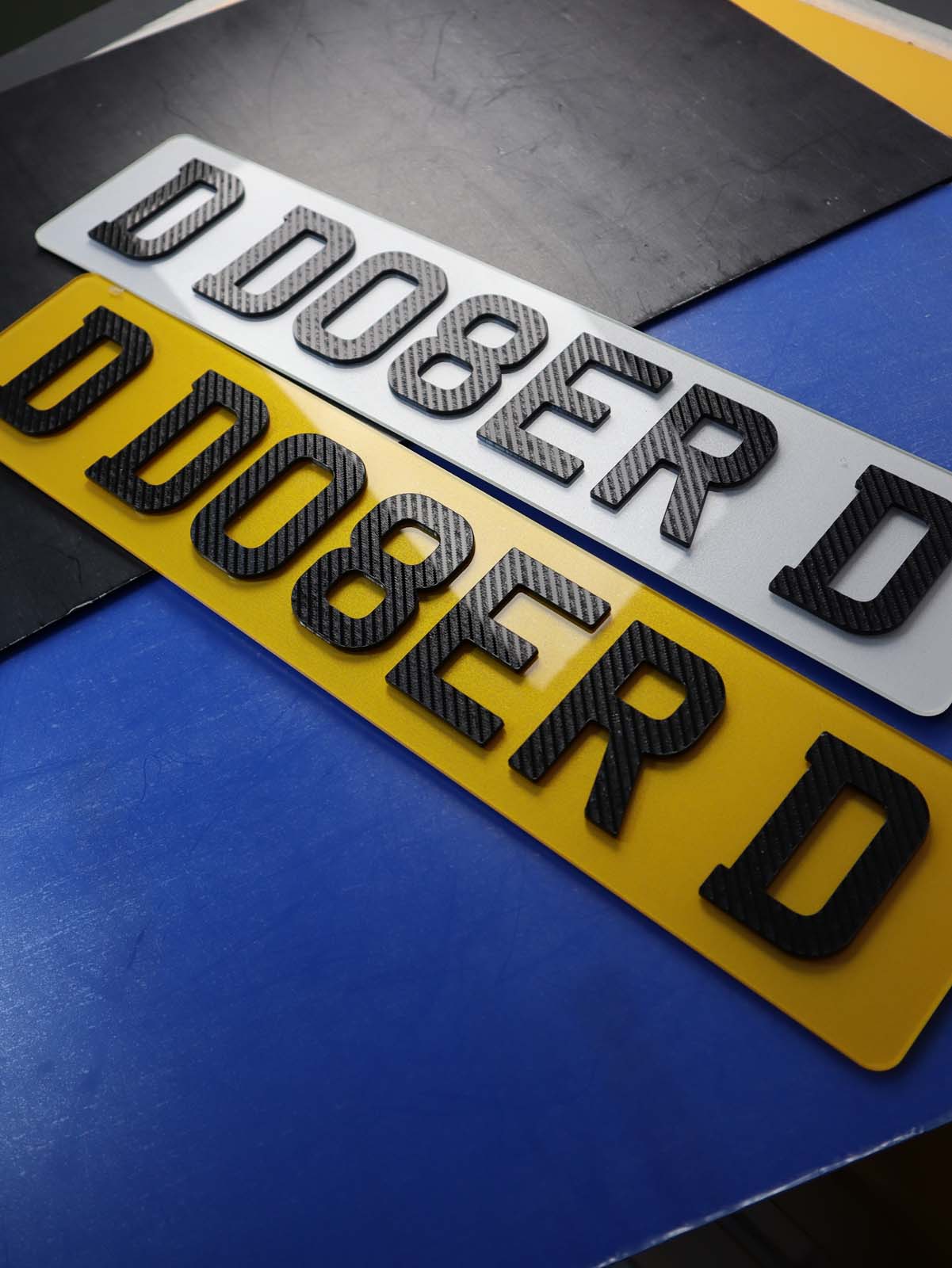 Textured Carbon Fibre Lazer Engraved 4D Number Plates