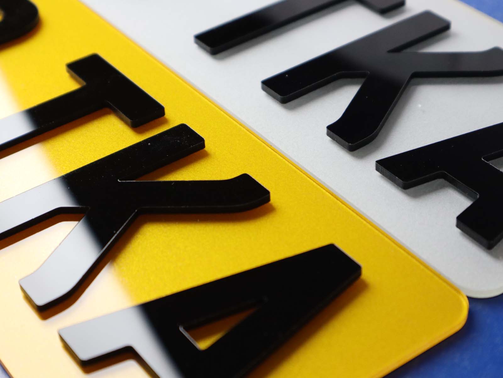 Pair of 3mm Depth Lazer Cut 4D Acrylic Number Plates