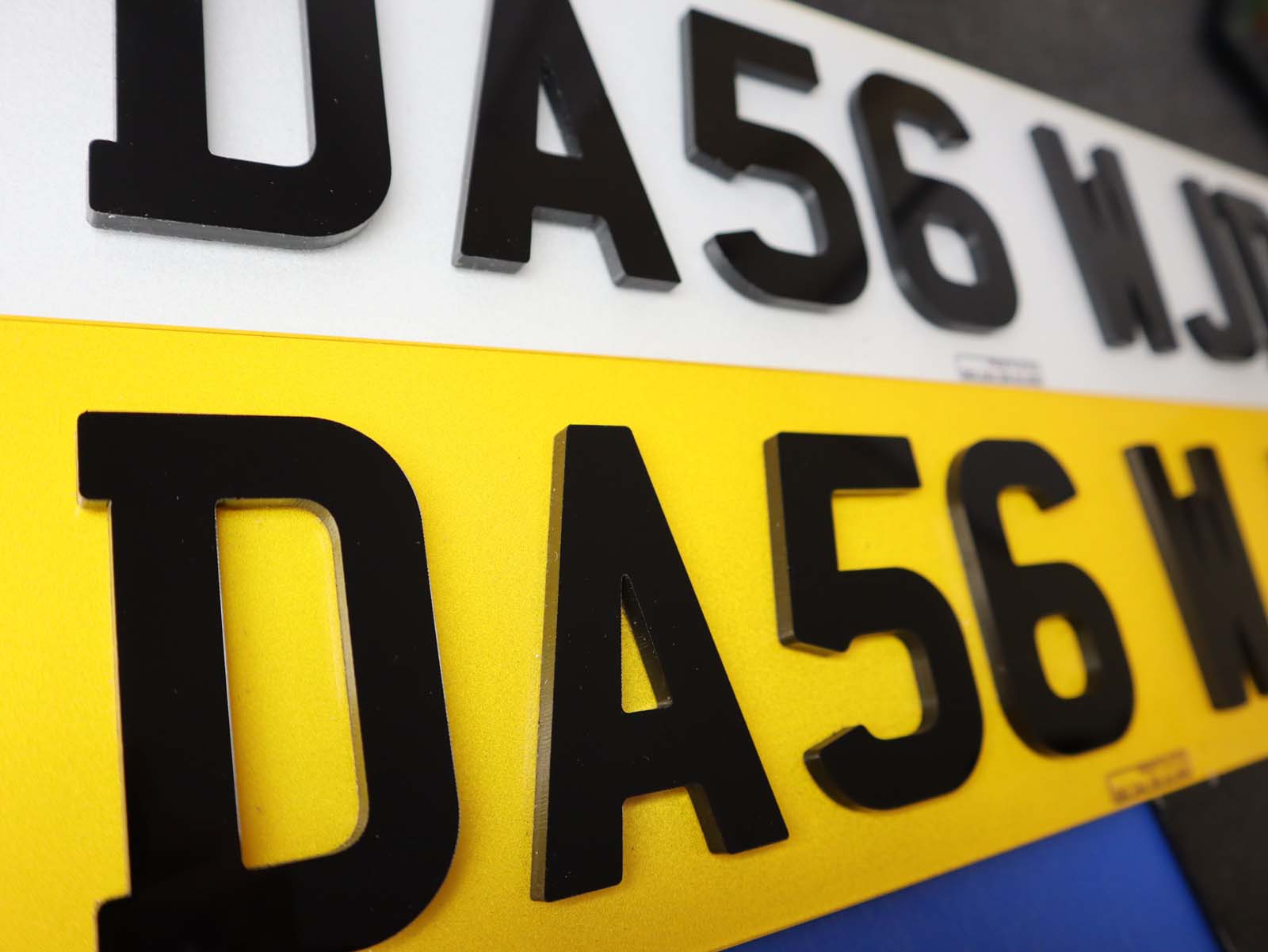 Pair of Thickened 5mm Depth Lazer Cut Acrylic 4D Number Plates