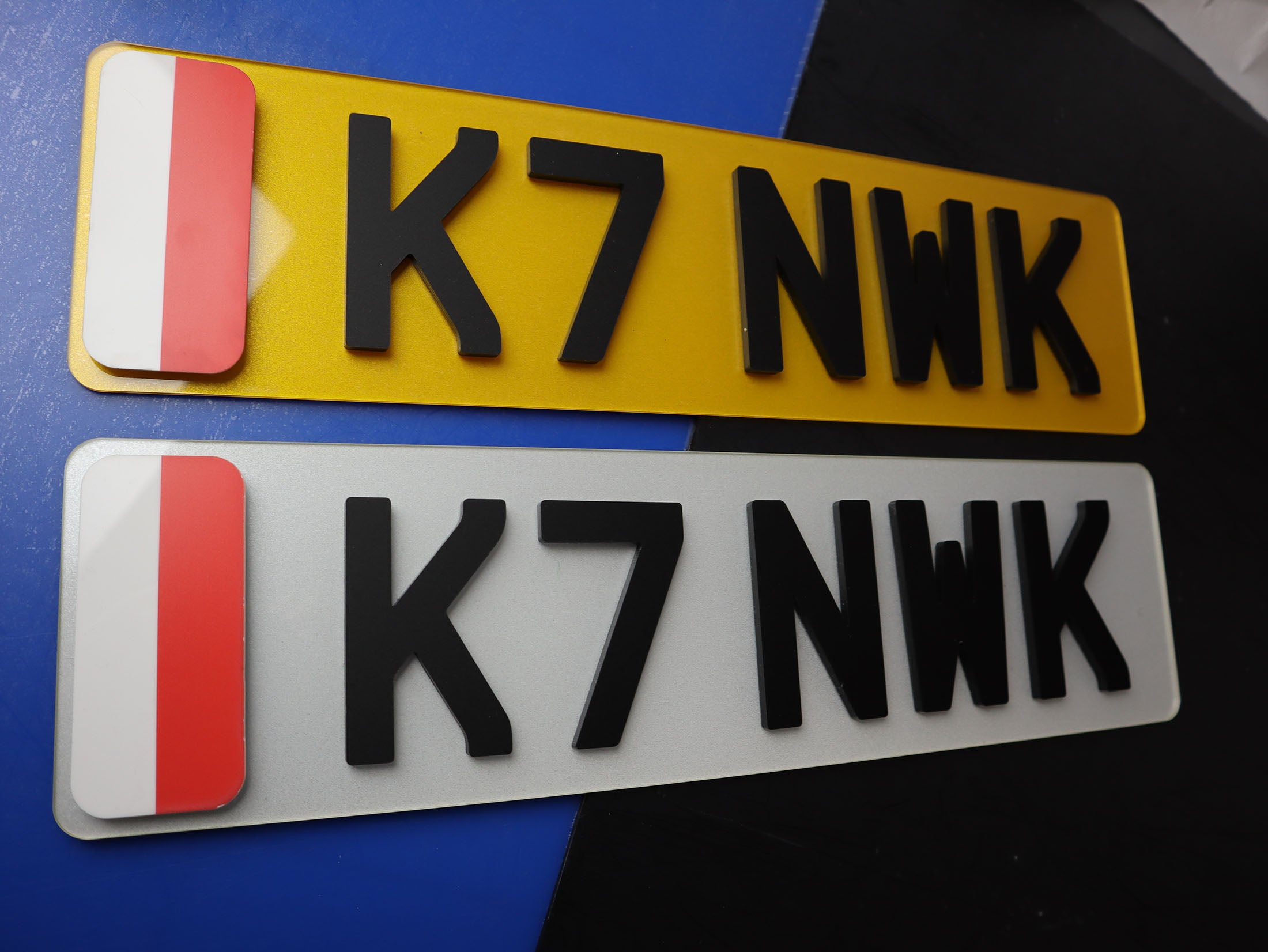 Custom Poland Flag Shortened 4D Matte Number Plates LB04