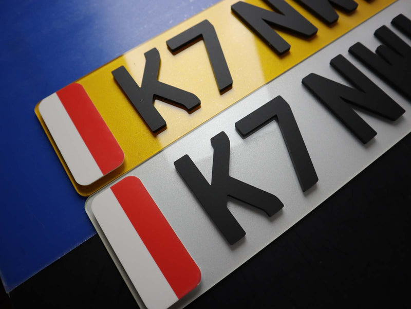 Pair of Matte Stealth Thick 5mm Depth Lazer Cut 4D Acrylic Number Plates