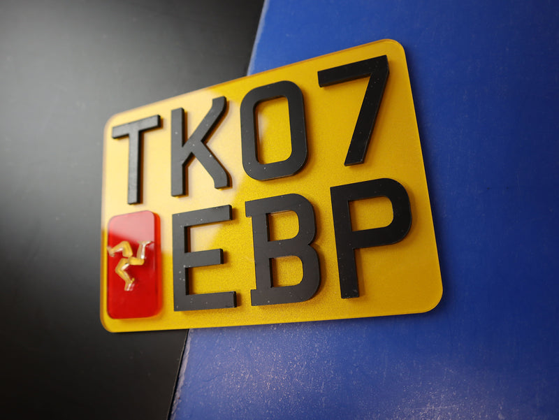 Manx Spirit: Compact 4D Bike Plates with Isle of Man Flag LB09