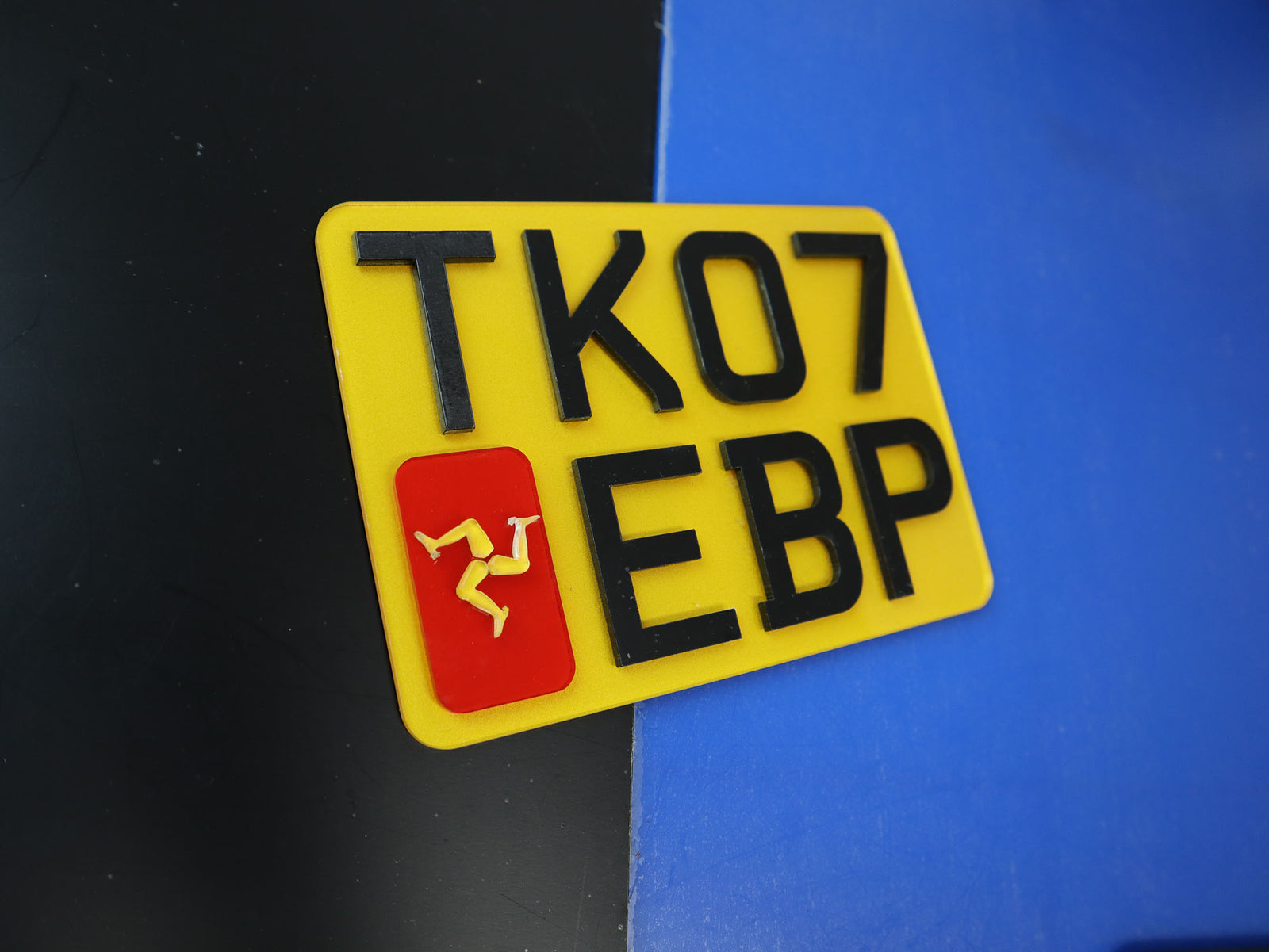 Manx Spirit: Compact 4D Bike Plates with Isle of Man Flag LB09