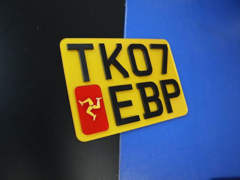 Manx Spirit: Compact 4D Bike Plates with Isle of Man Flag LB09