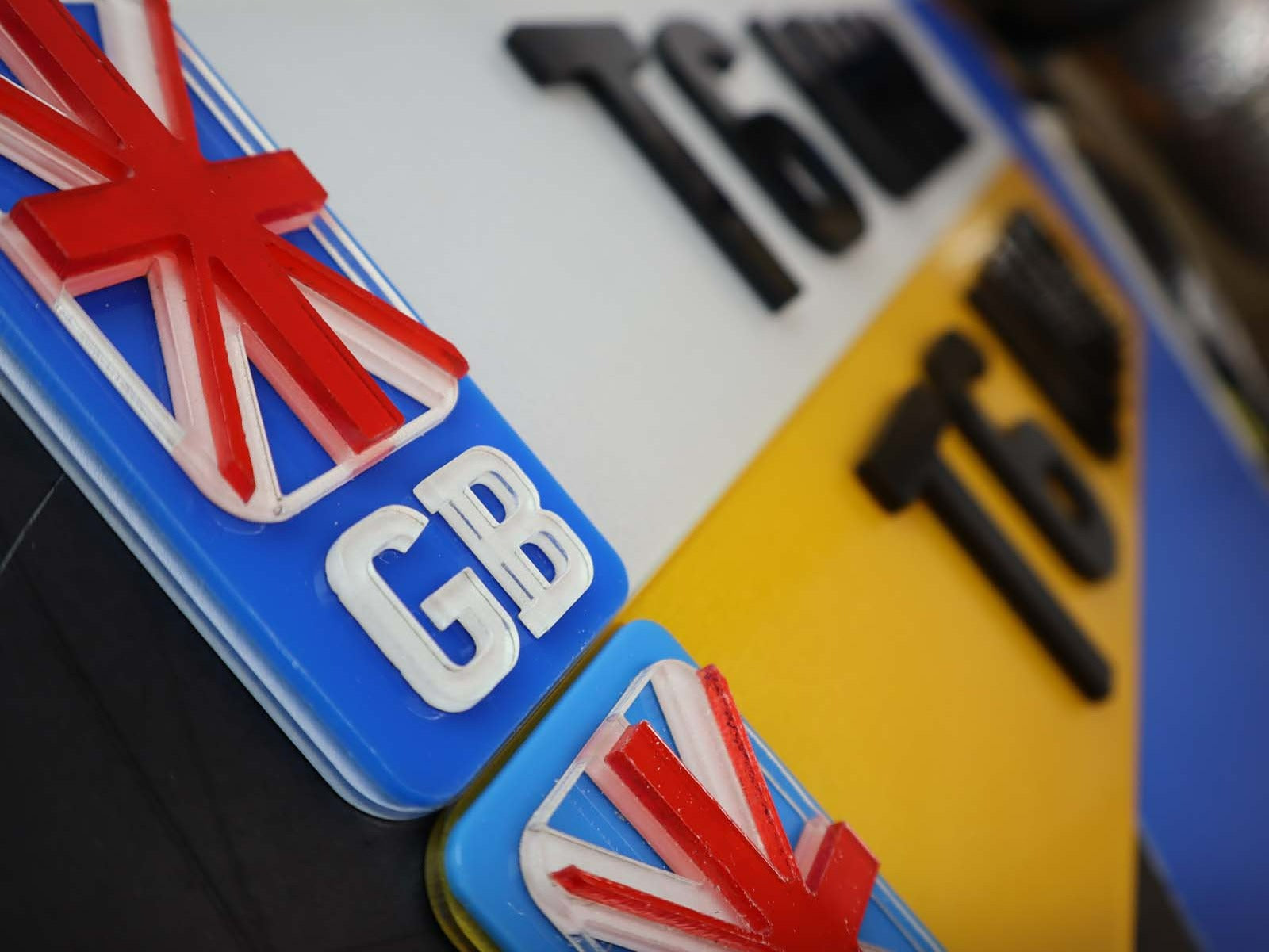 4D Flag Badged Lazer Cut Acrylic Number Plates