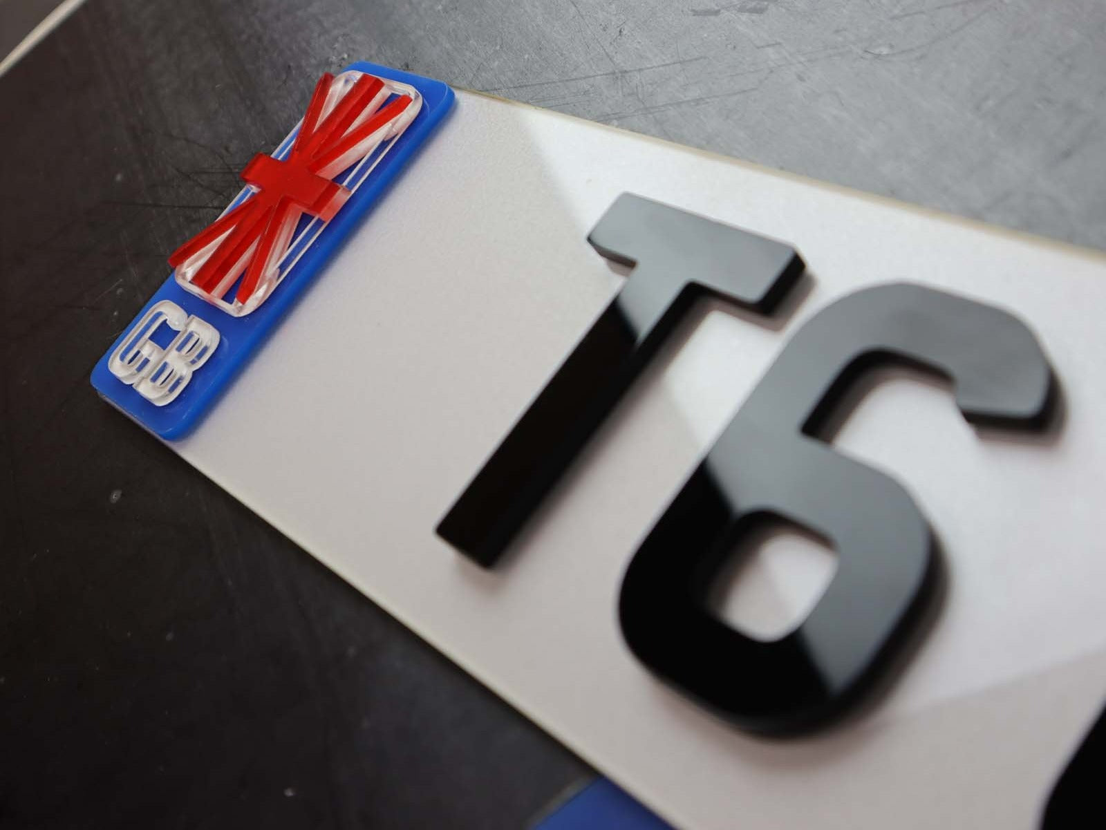 4D Flag Badged Lazer Cut Acrylic Number Plates