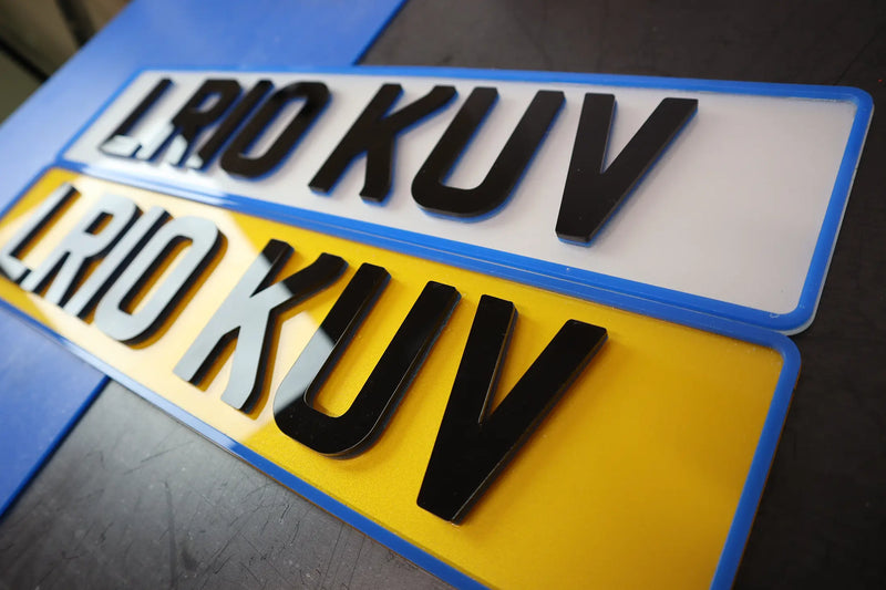 Elegant Dual-Layer Plates with Bold Blue 4D Border