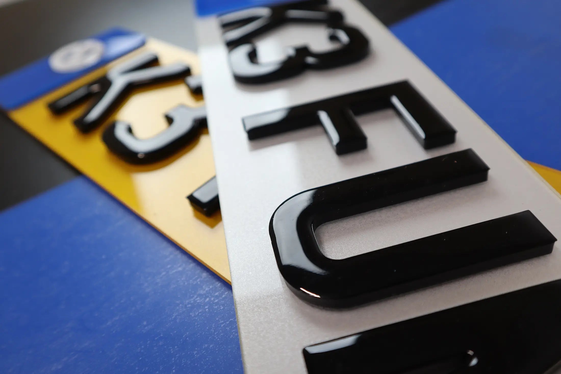 Bespoke Short Plates with BMW Badge and Gel Lettering