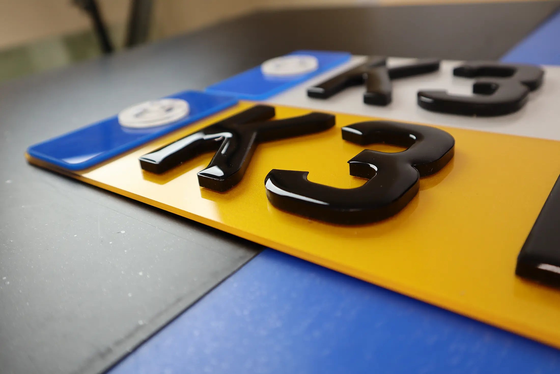 Bespoke Short Plates with BMW Badge and Gel Lettering