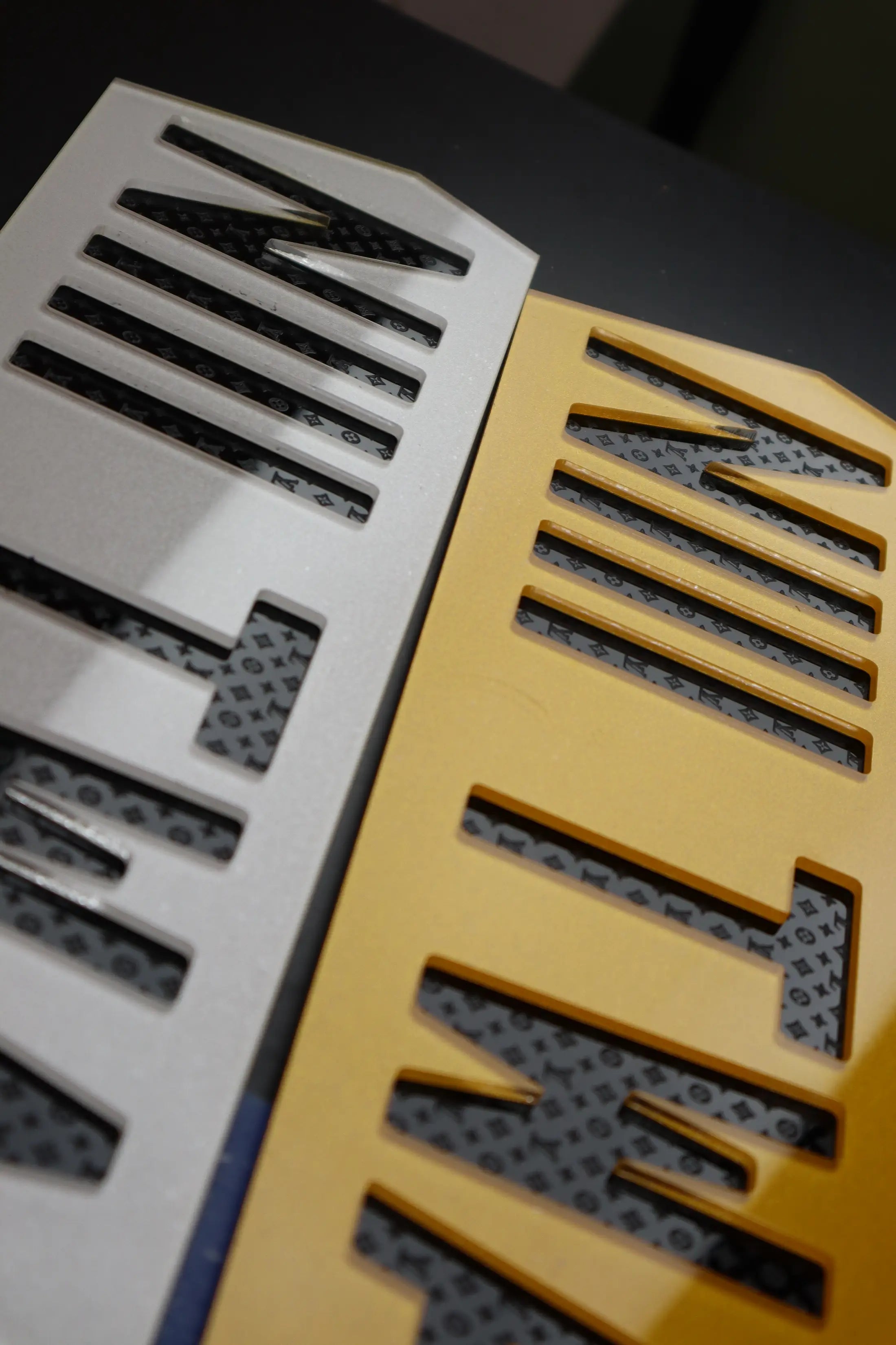 Custom Hex Plates with Engraved LV-Inspired Tribute LB19