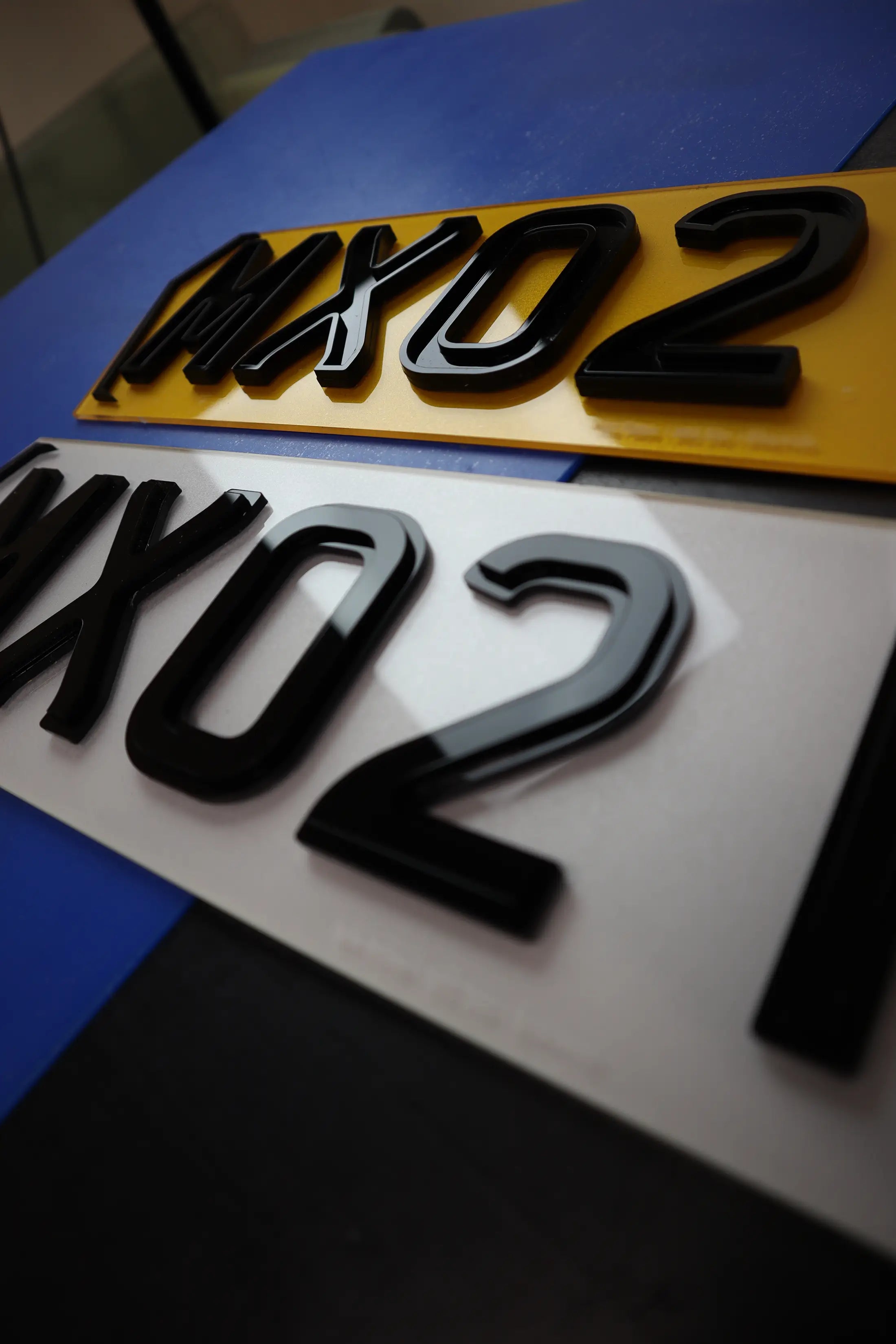 Hex Plates with Inverted Ghost Lettering and Chevron Borders LB21