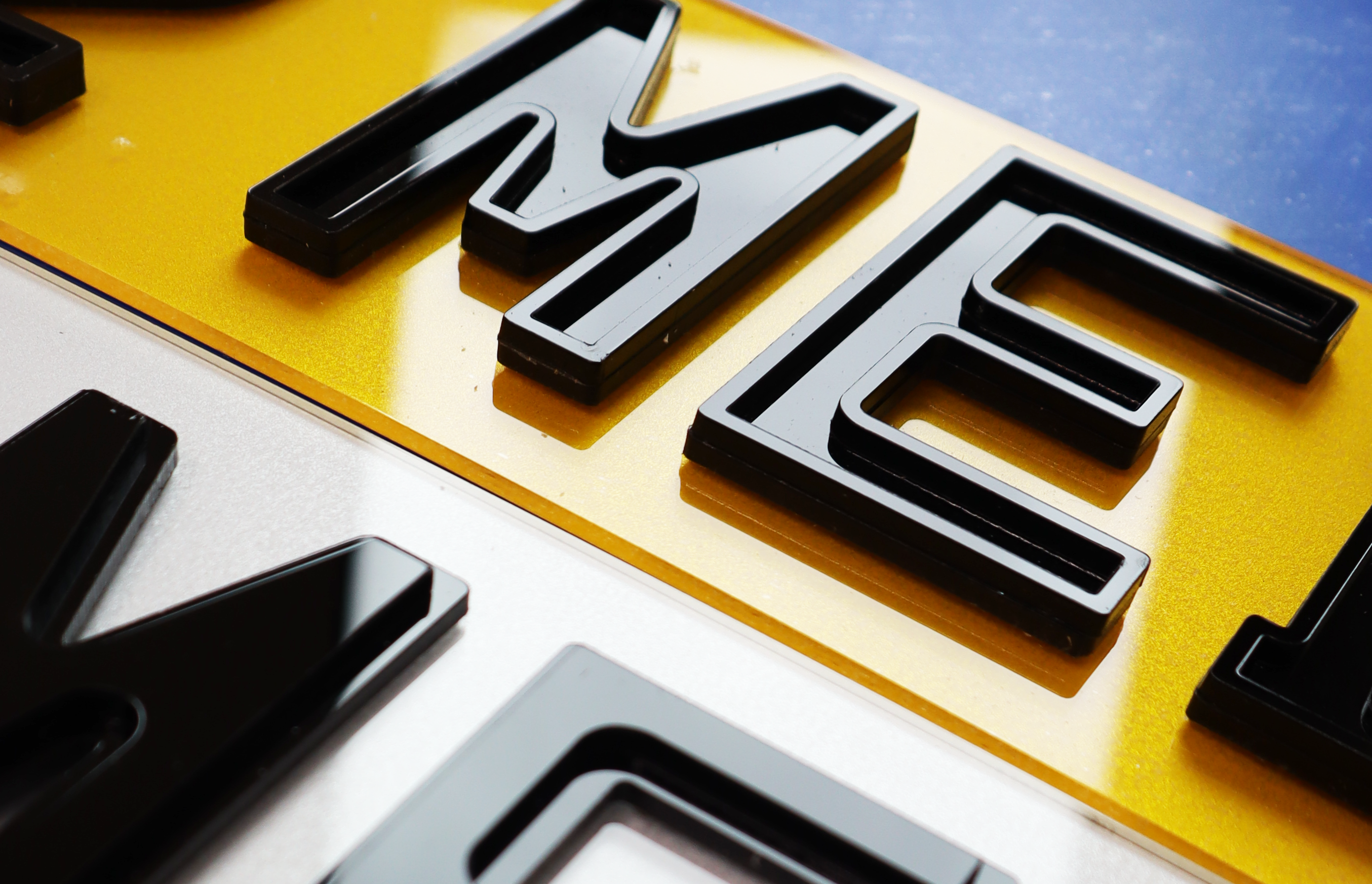 Pair of Shadow 8mm Matte/Gloss 4D Ghost + Pyramid YinYang Combo 4D Number Plates