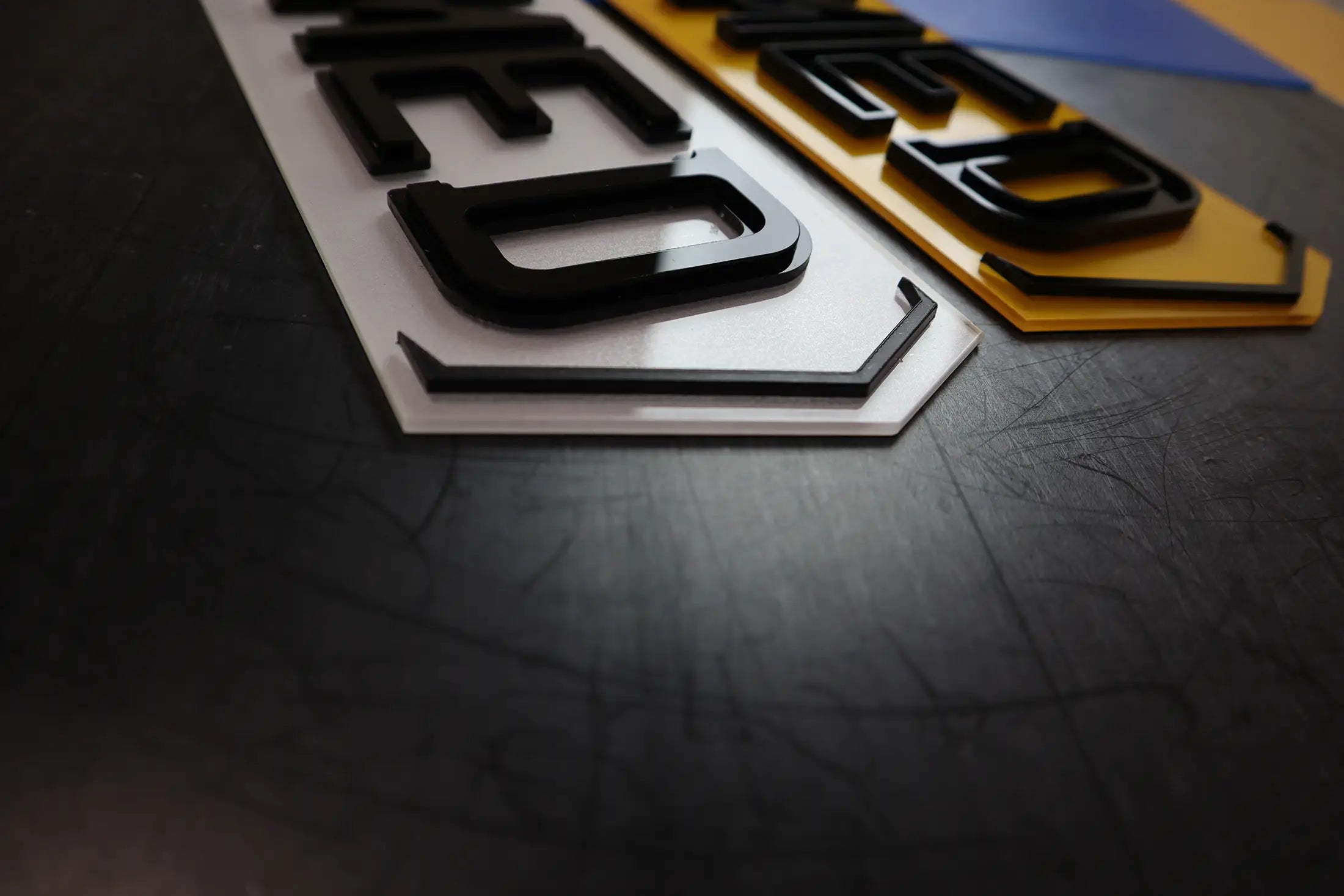 Hex Plates with Inverted Ghost Lettering and Chevron Borders LB21