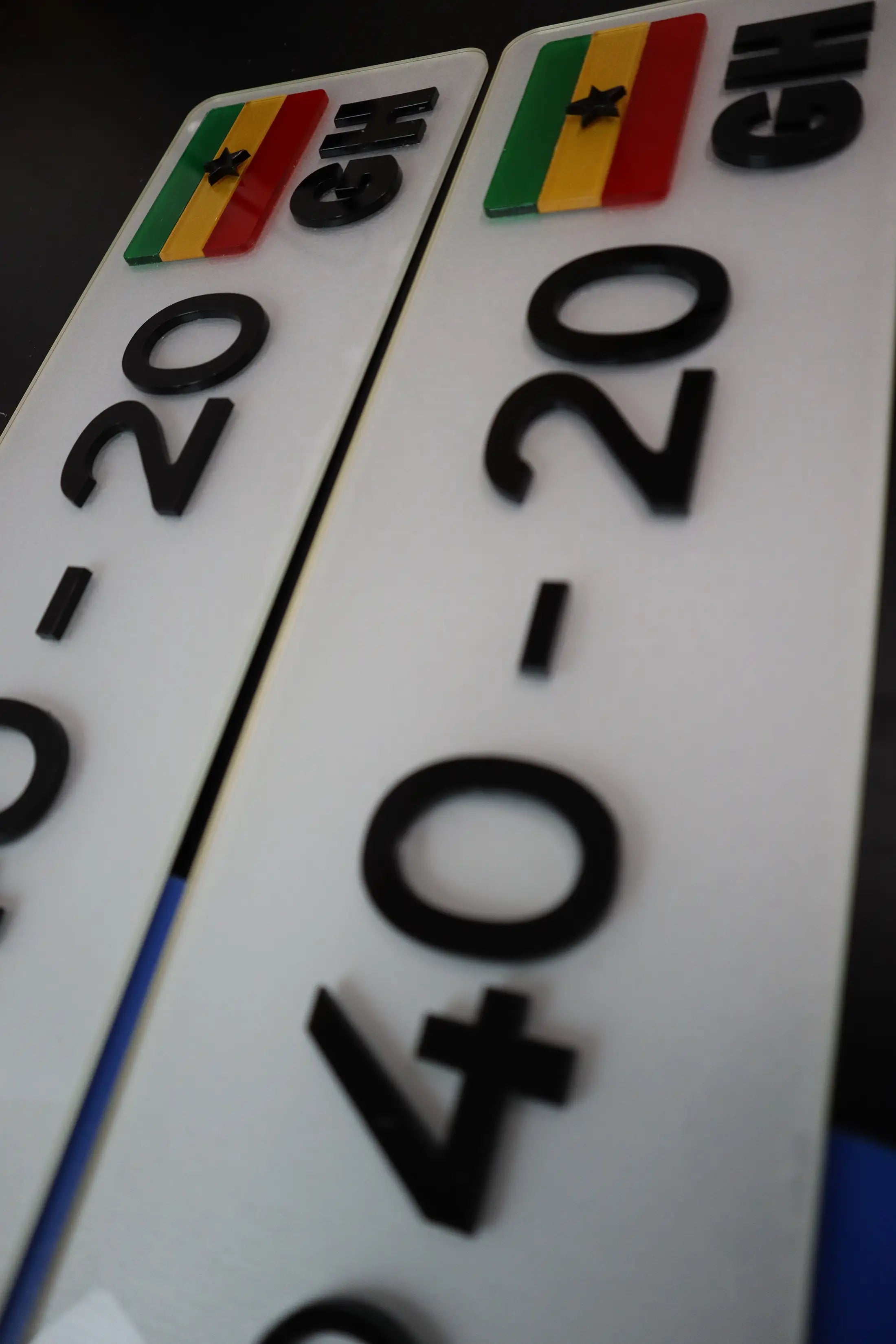 Custom Ghana Style Show Number Plates with Laser-Cut Flag LB24
