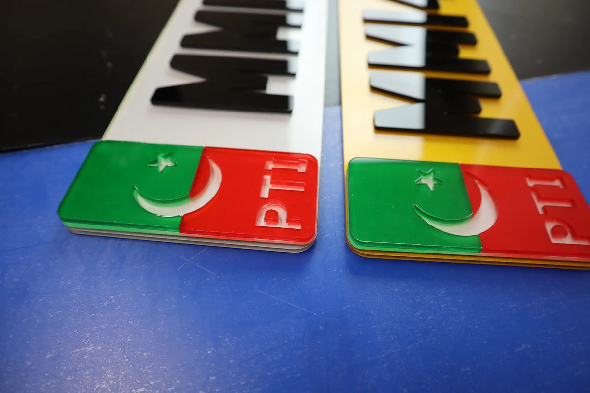 Pti Number Haqeeqi Azadi: Custom PTI Number Plates with Laser-Cut Flag LB29