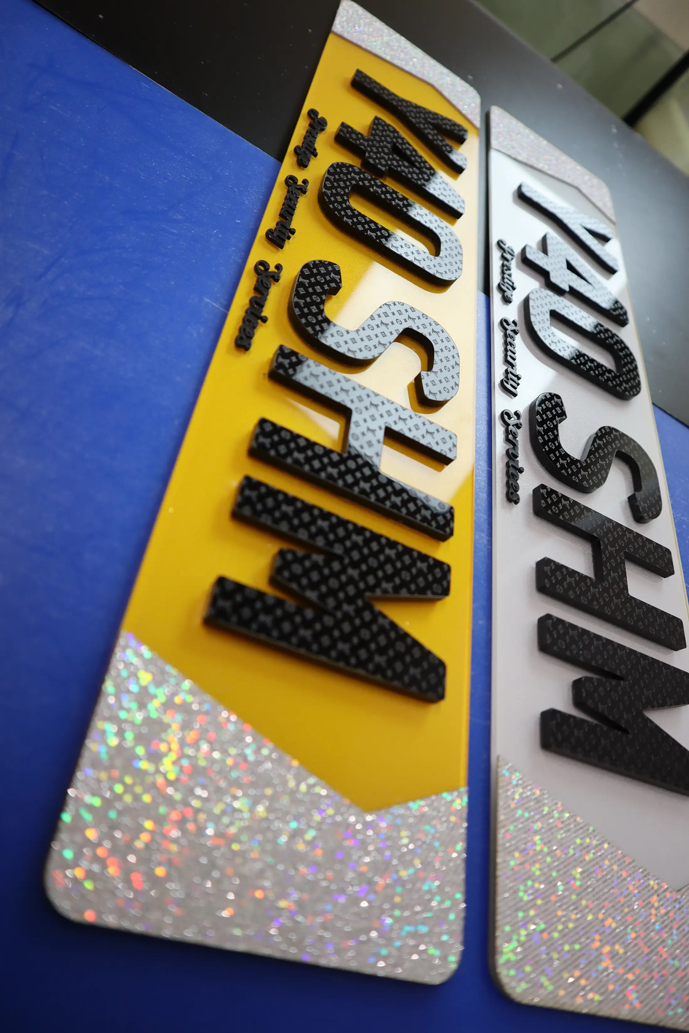 Exclusive Custom Plates with LV Tribute and Glitter Detailing LB33