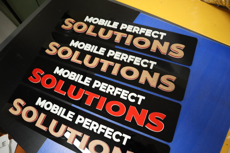 Custom Valeting Show Plate – Double Layer White & Red Text on Black LB60