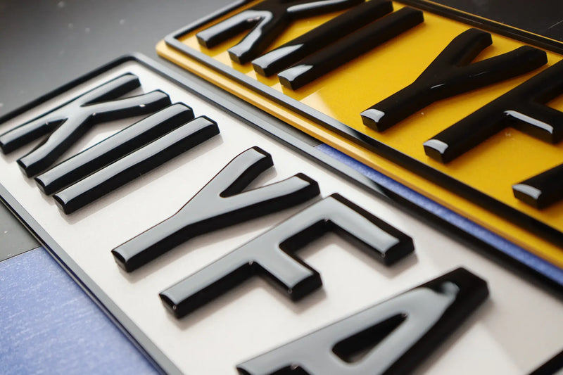7mm Gel Lettering Short 32cm Acrylic Number Plate with Laser Cut Borders LB61