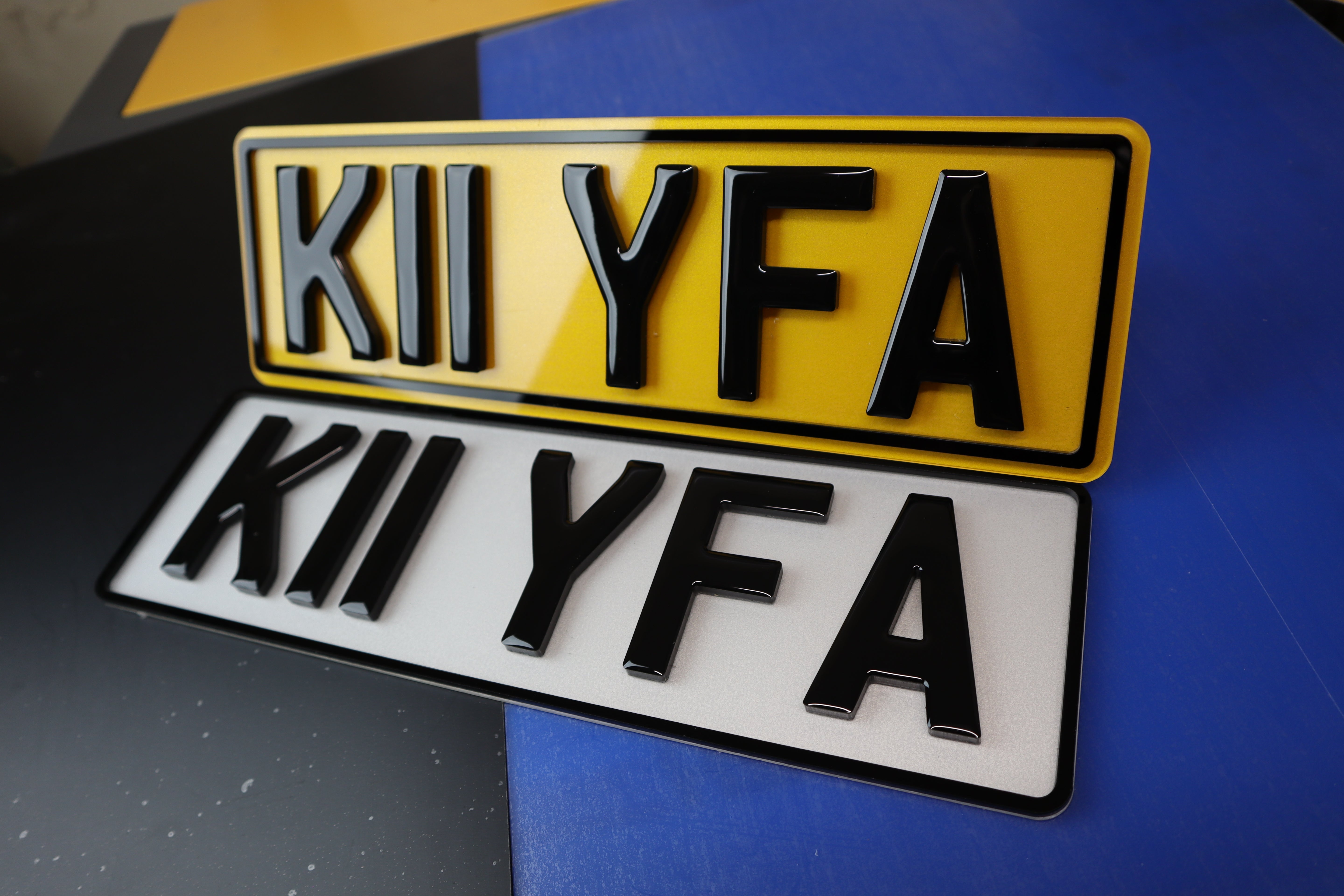 7mm Gel Lettering Short 32cm Acrylic Number Plate with Laser Cut Borders LB61