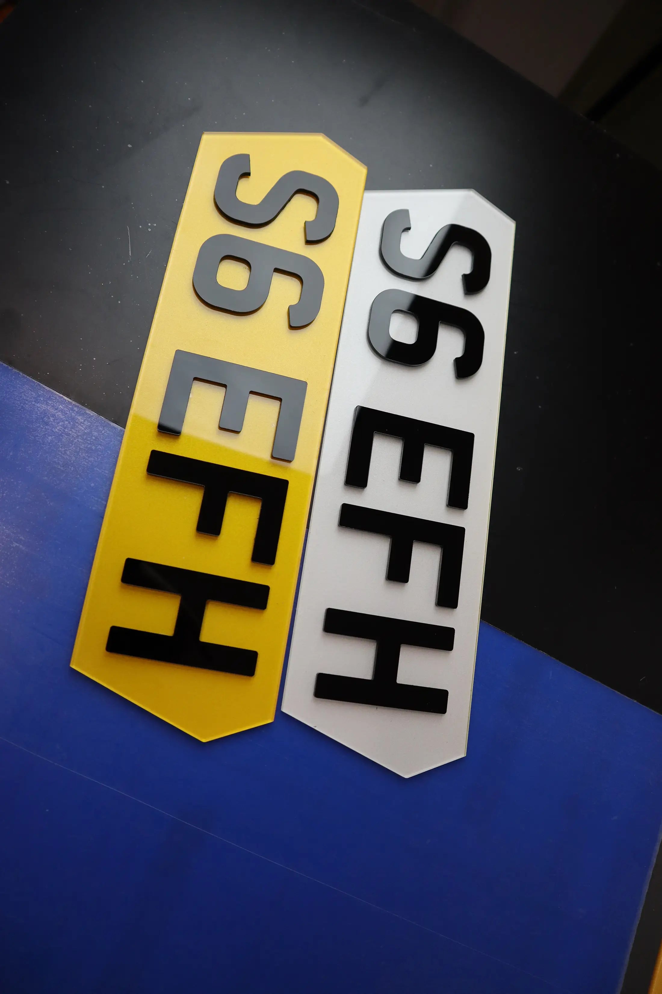 Custom Hex Short Front & Rear 3mm Gloss Acrylic Number Plate LB66