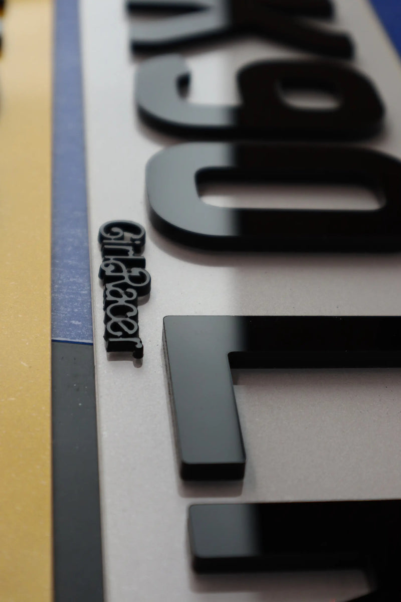 Girl Racer Laser Slogan Hex Plate 5mm Gloss Acrylic Short Hex LB68