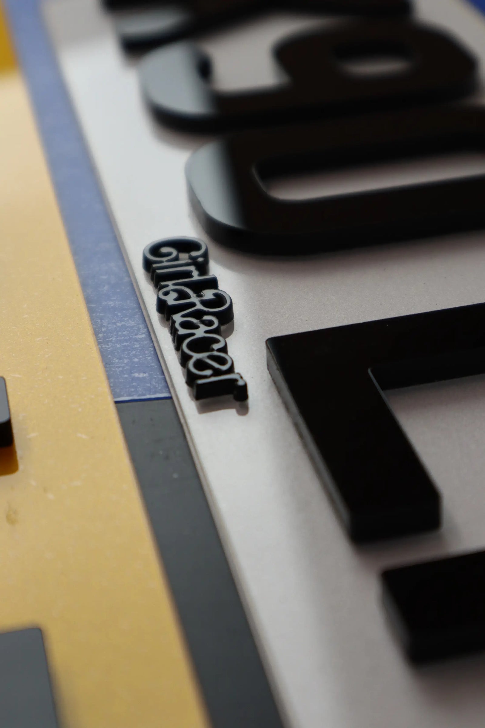 Girl Racer Laser Slogan Hex Plate 5mm Gloss Acrylic Short Hex LB68